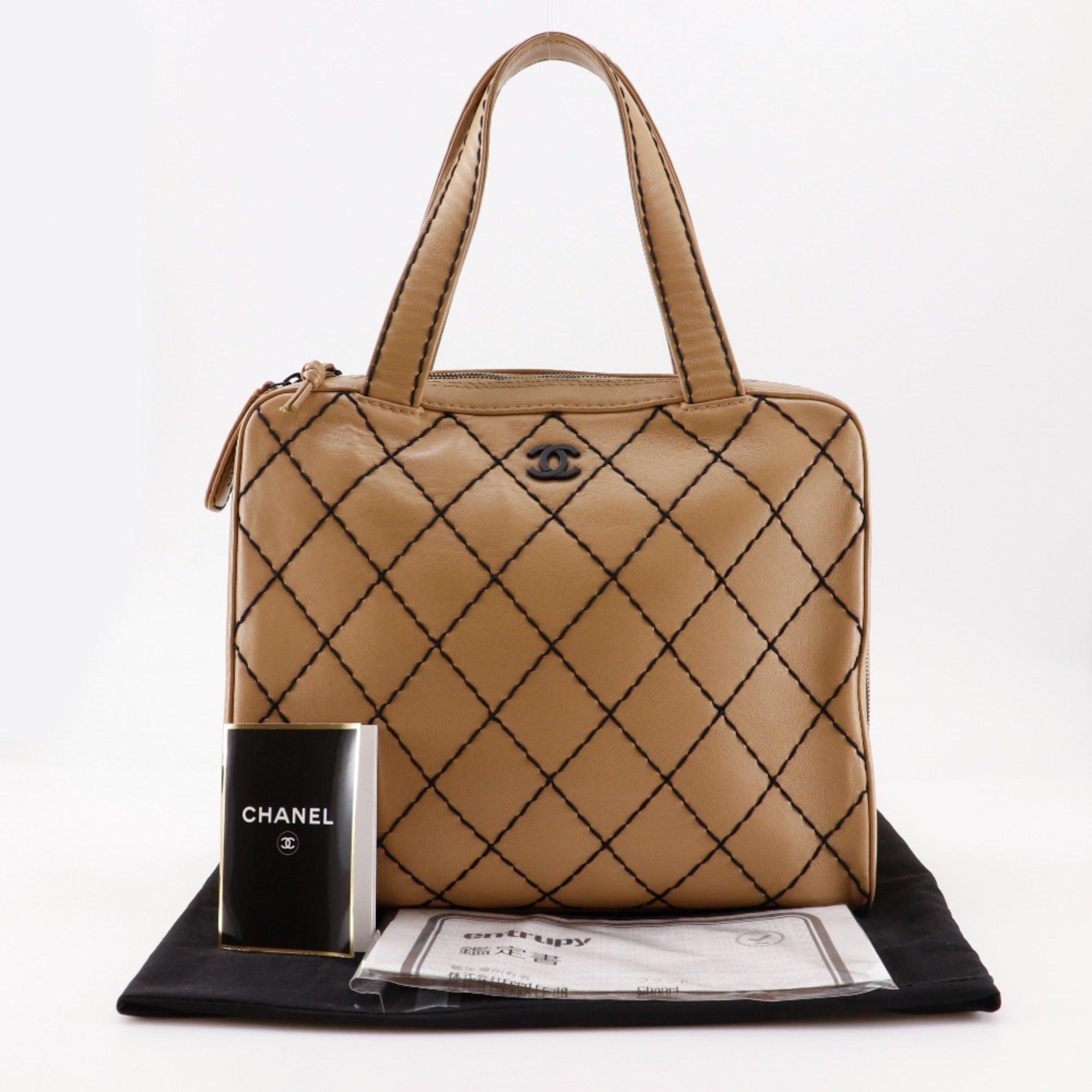 Chanel Wild Stitch Beige Leather Tote Bag (Pre-Owned)