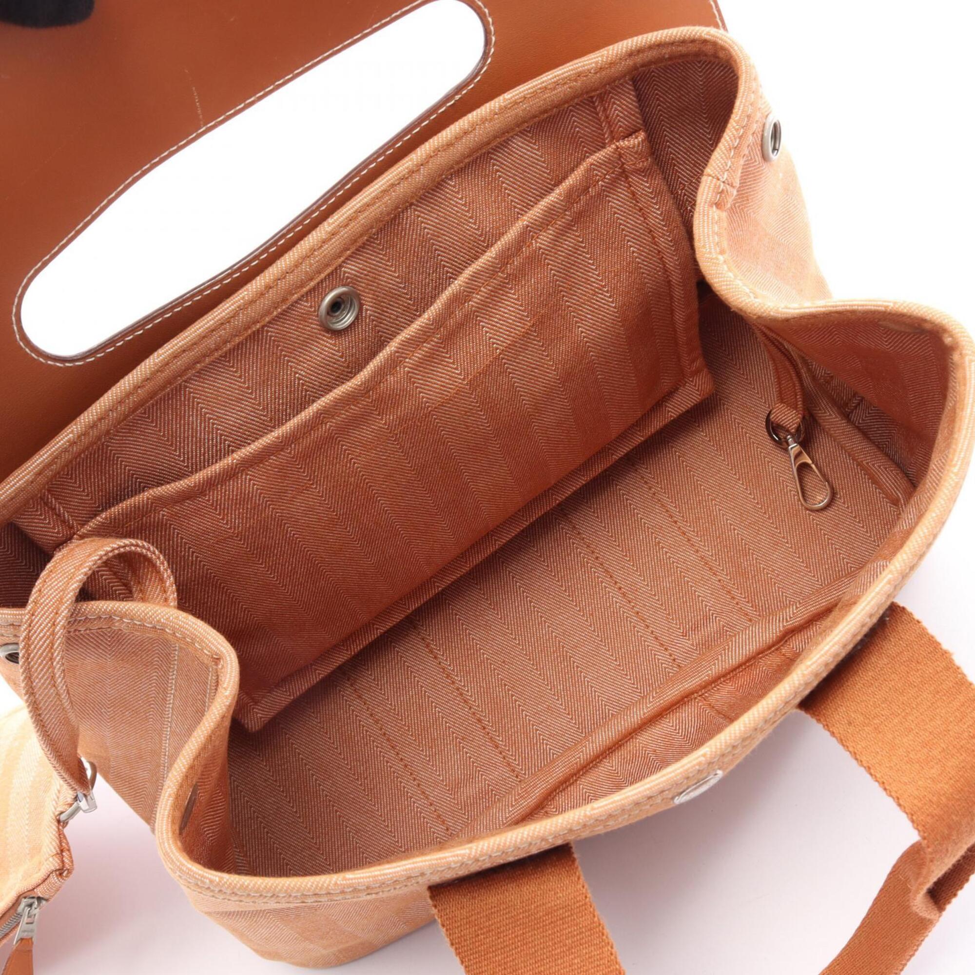 Hermes Brown Toile Chevron Swift Leather Handbag (Pre-Owned)