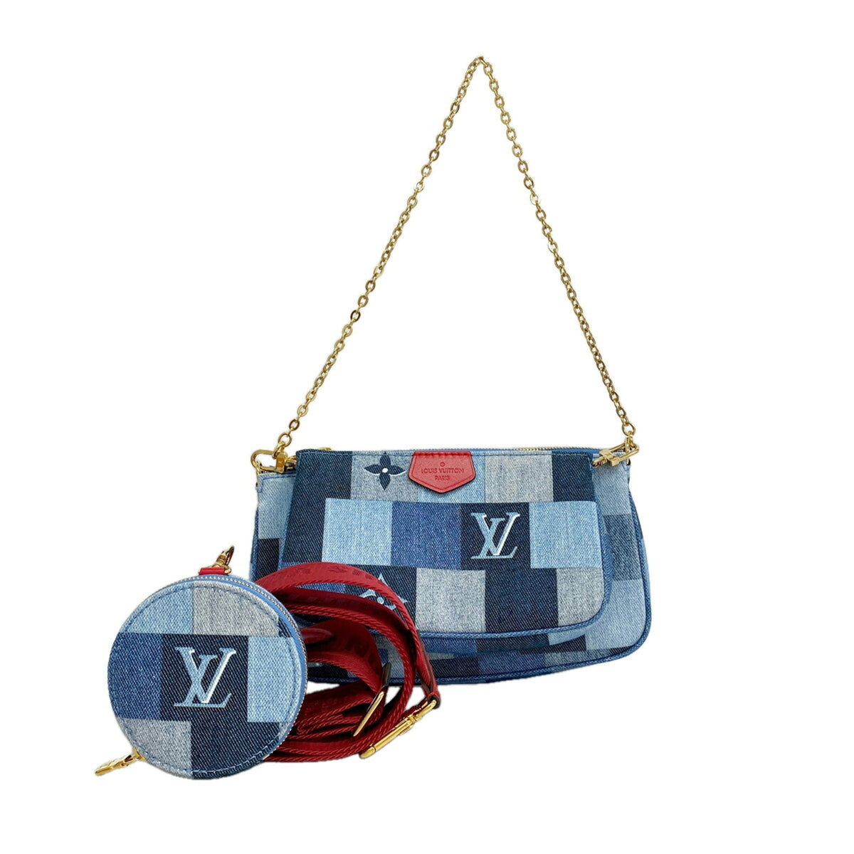 Louis Vuitton Blue Red Color Handbag (Pre-Owned)