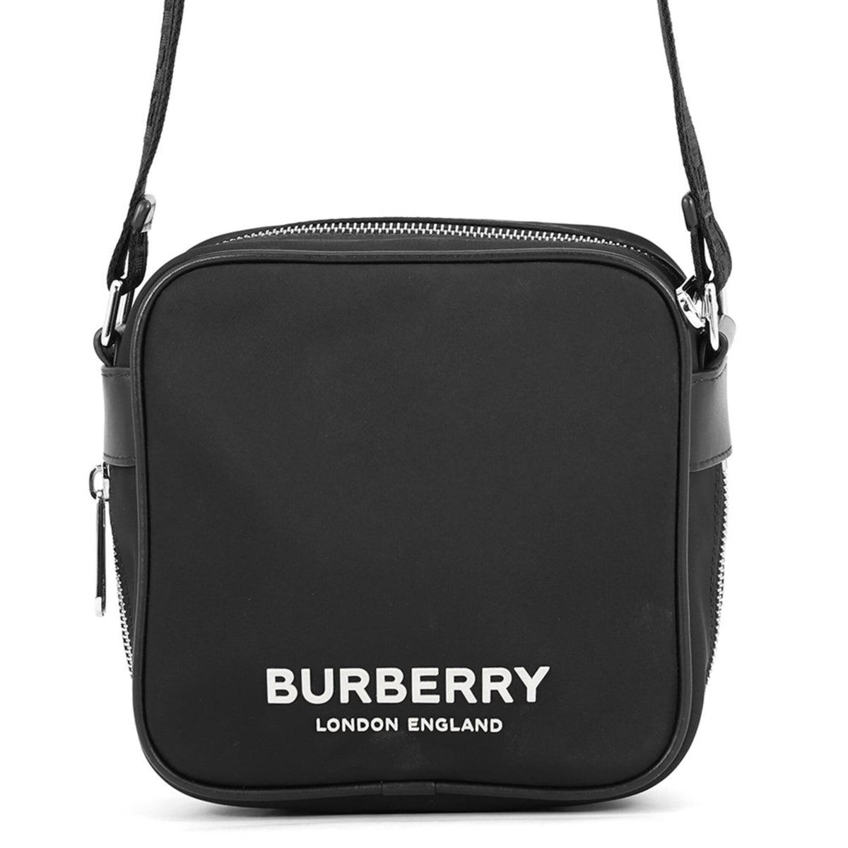 Burberry Black Nylon Leather Handbag Shoulder Bag (Pre-Owned)