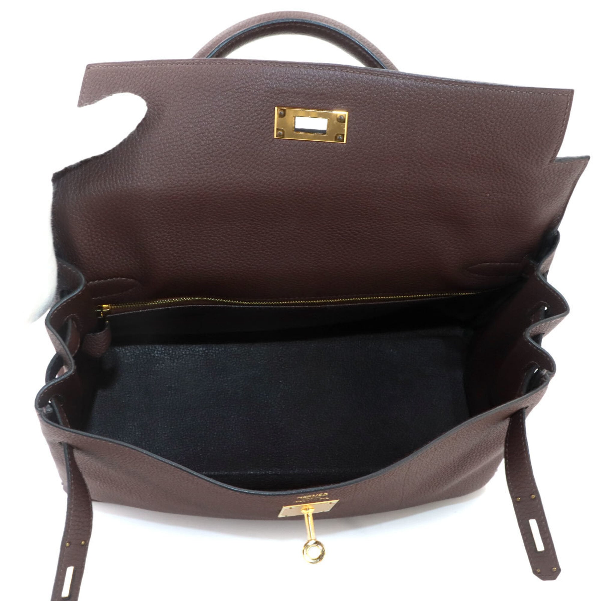 Hermes Kelly Chocolat Togo Leather Handbag (Pre-Owned)