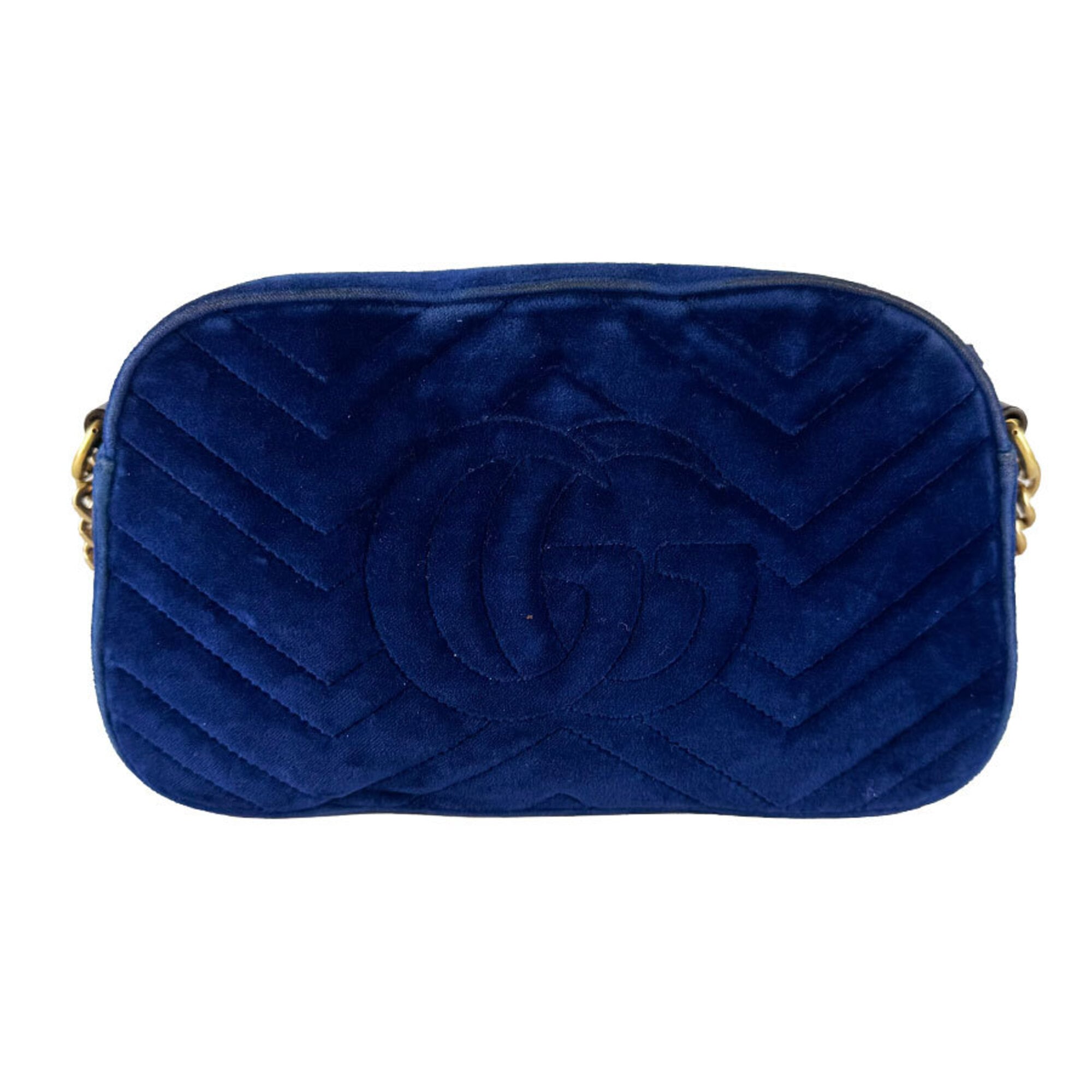 Gucci Dark Blue Velvet Shoulder Bag (Pre-Owned)