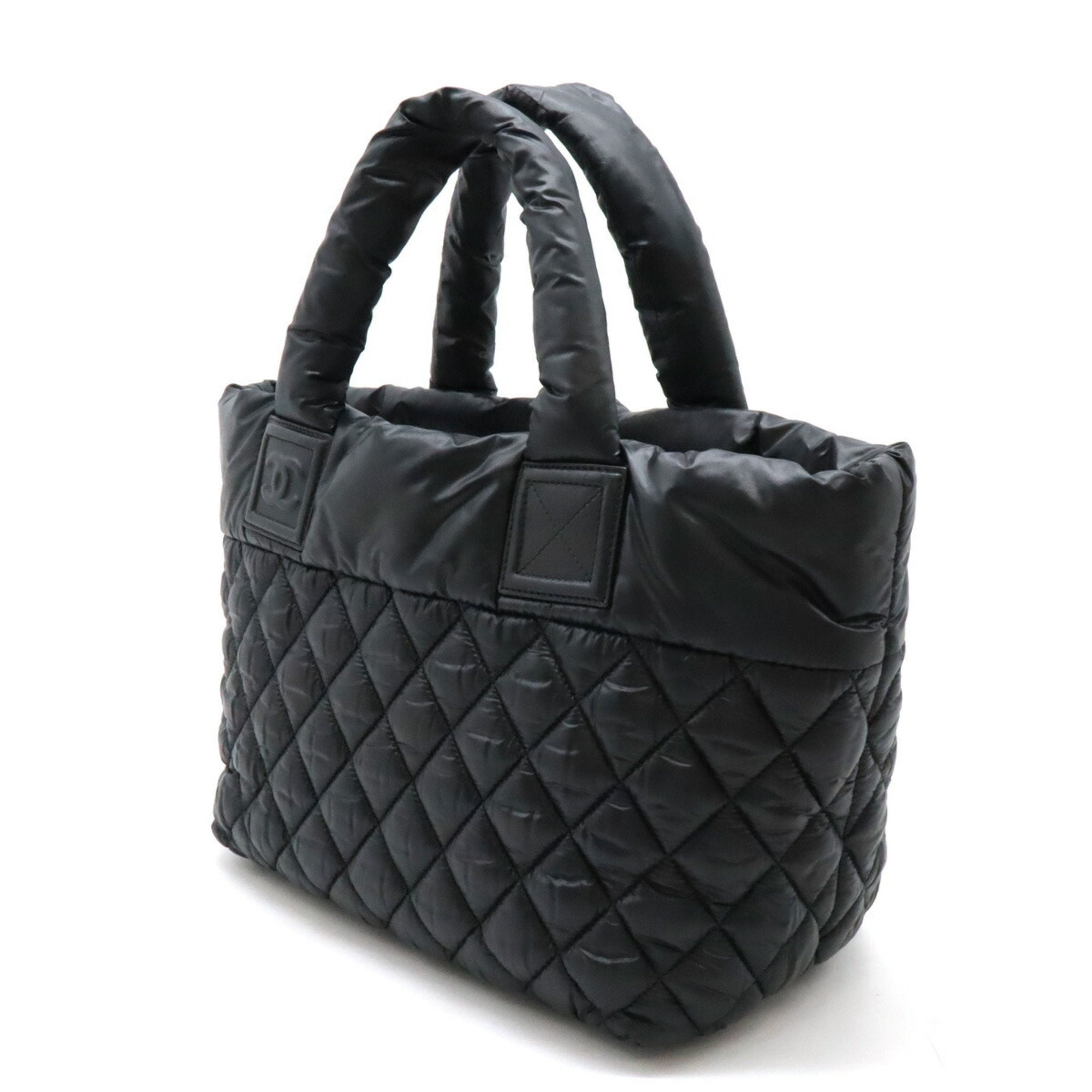Chanel Black Nylon Leather Handbag Tote Bag (Pre-Owned)