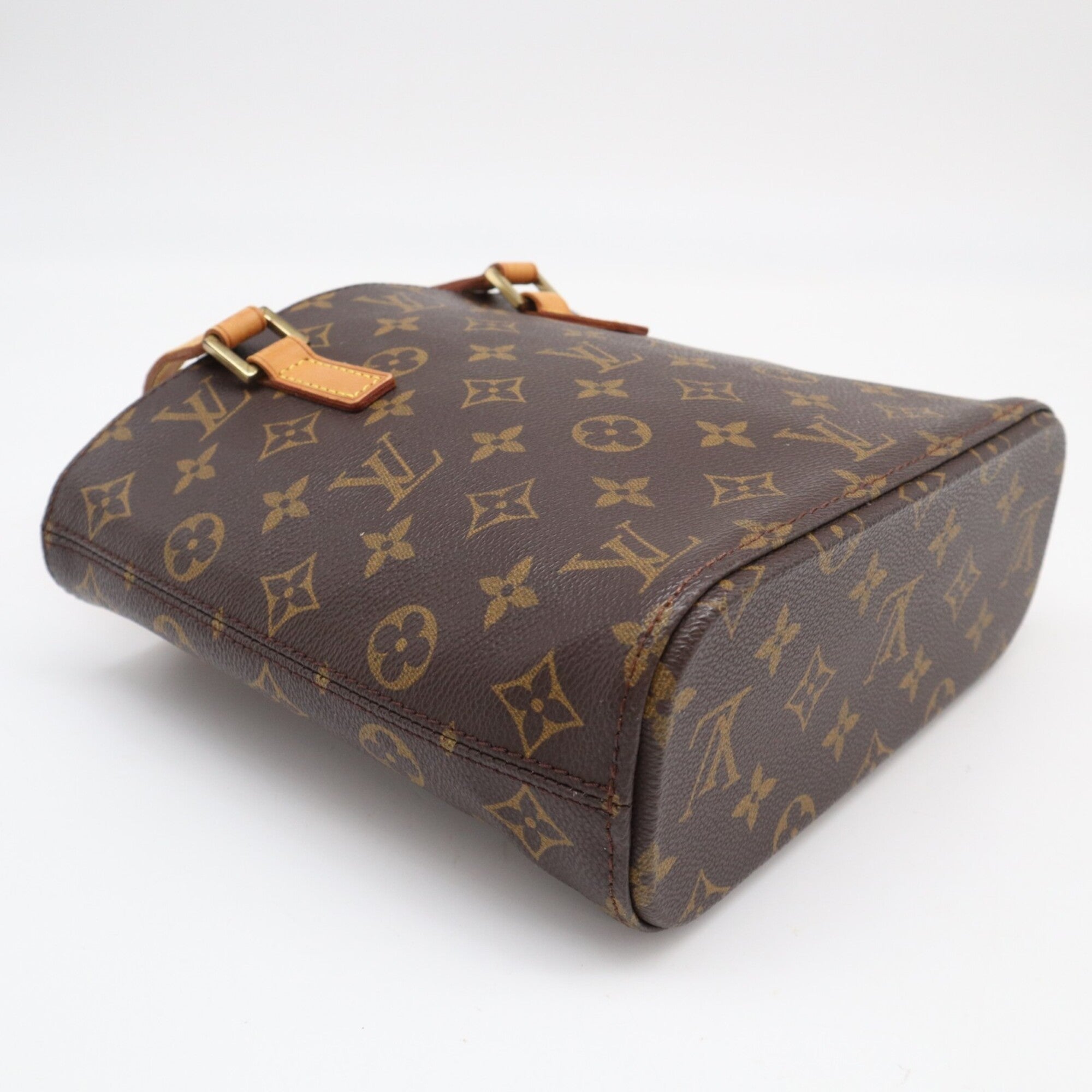 Louis Vuitton Beige Brown Coated Canvas Leather Handbag (Pre-Owned)