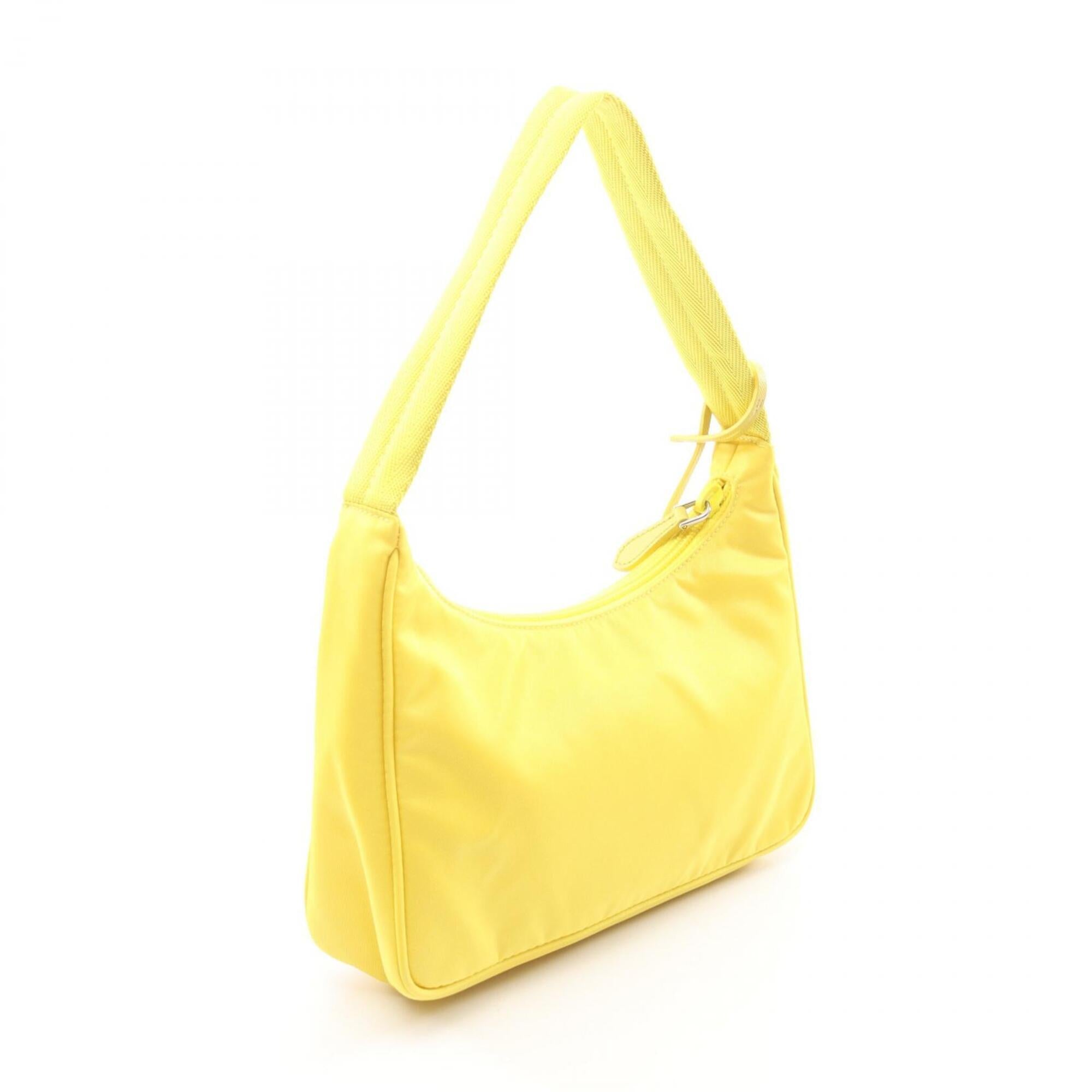 Prada Yellow Nylon Saffiano Triangle Handbag (Pre-Owned)