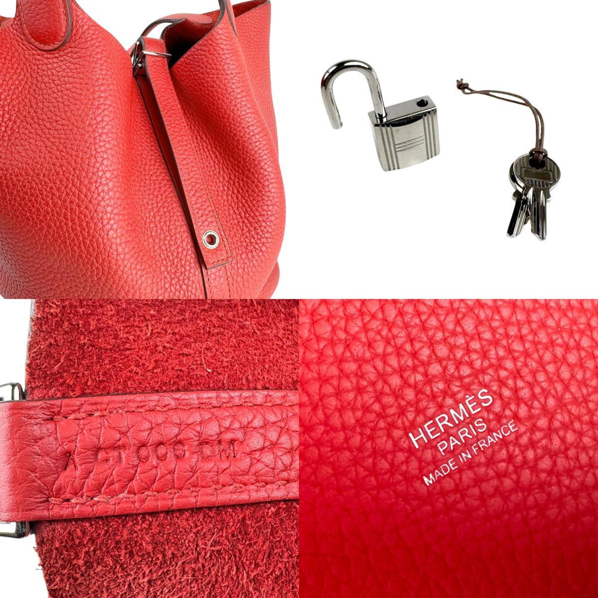 Hermes Silver Taurillon Clemence Leather Handbag (Pre-Owned)