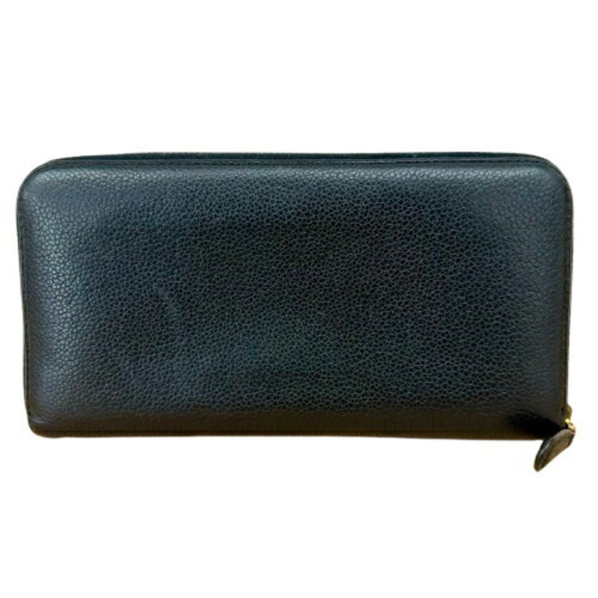 Prada Black Leather Long Wallet (Bi-Fold) (Pre-Owned)