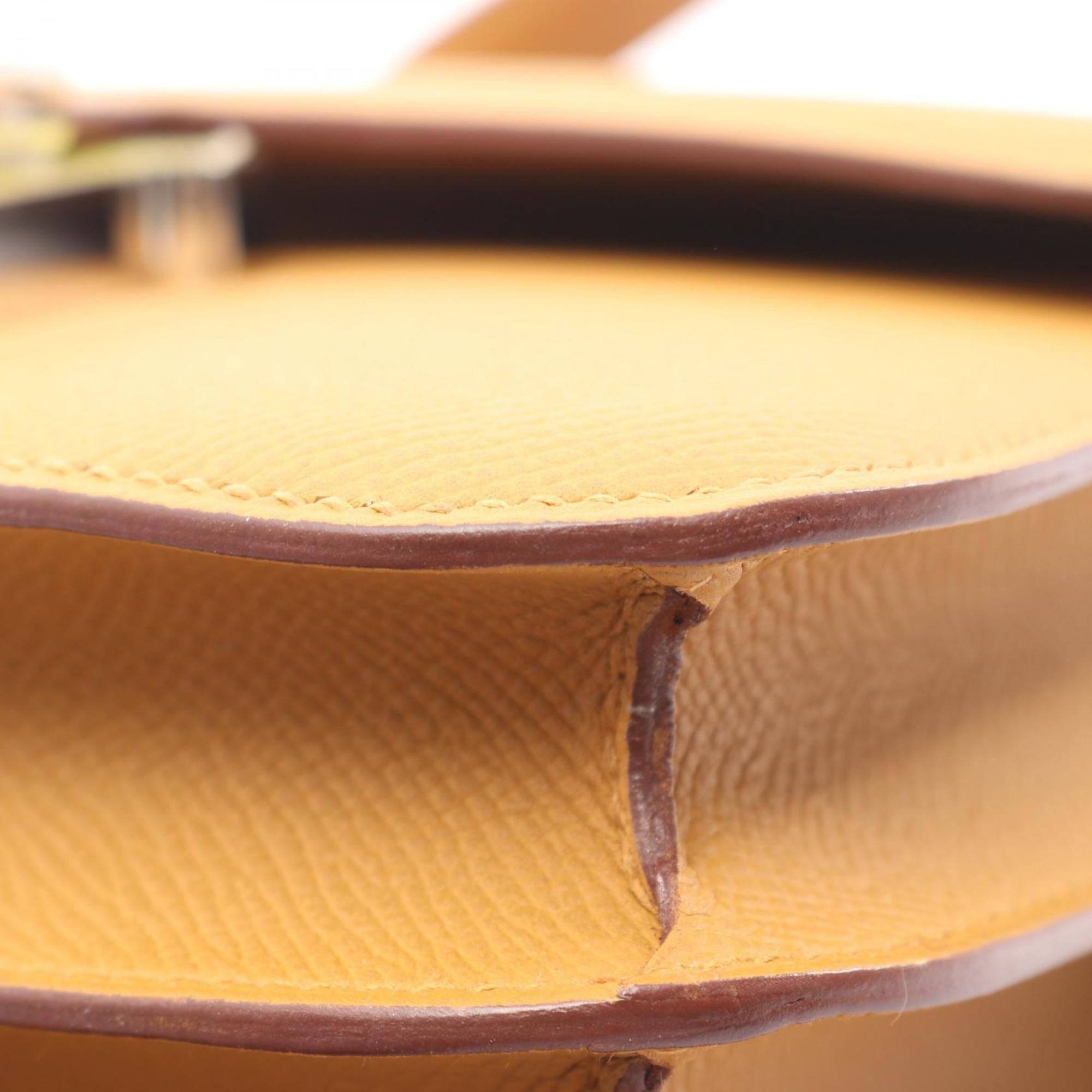 Hermes Brown Lime Leather Handbag Shoulder Bag (Pre-Owned)