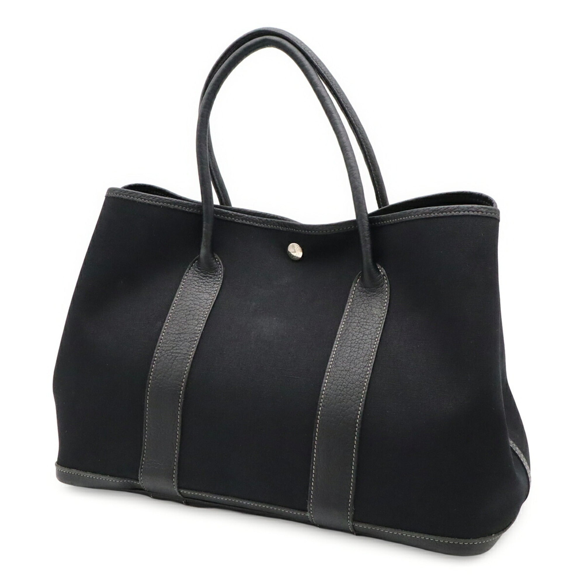 Hermes Black Toile Officier Shoulder Bag Tote Bag (Pre-Owned)