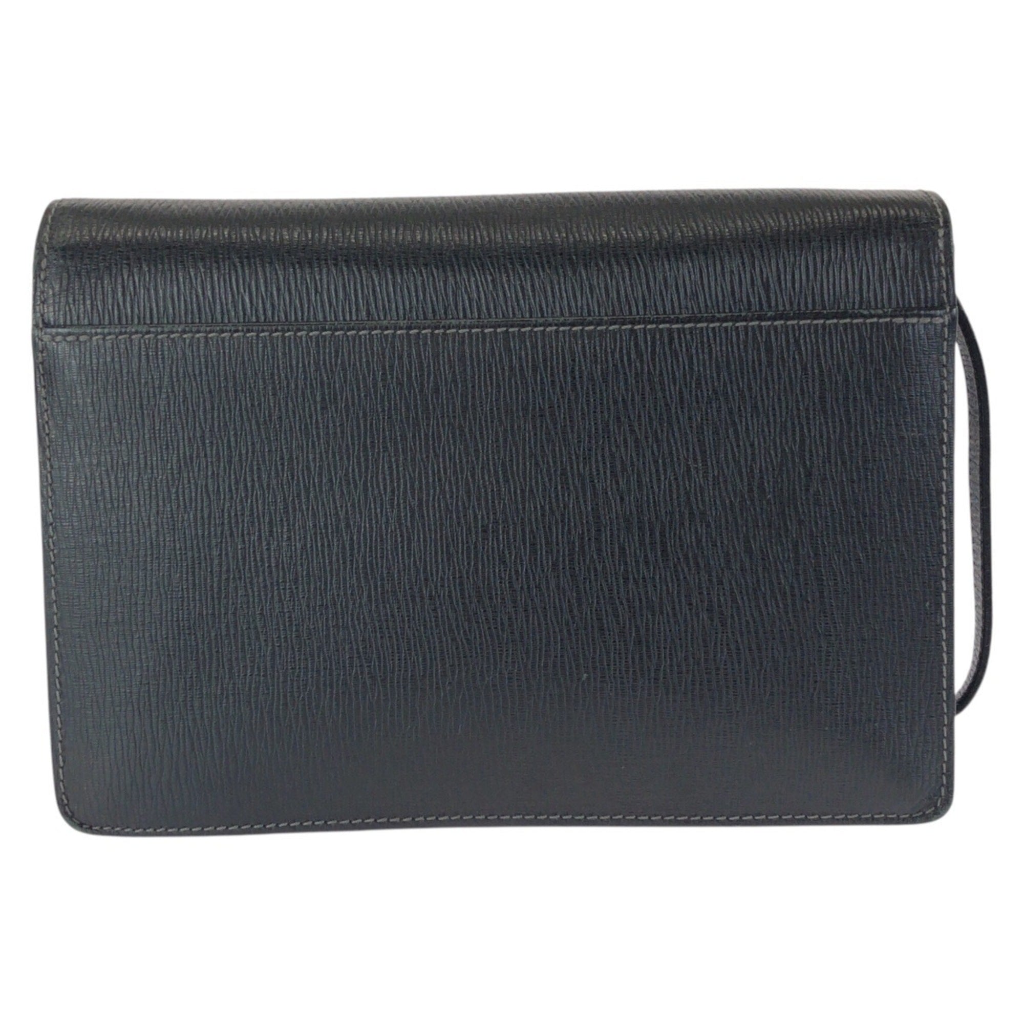 Salvatore Ferragamo Black Leather Clutch Bag (Pre-Owned)