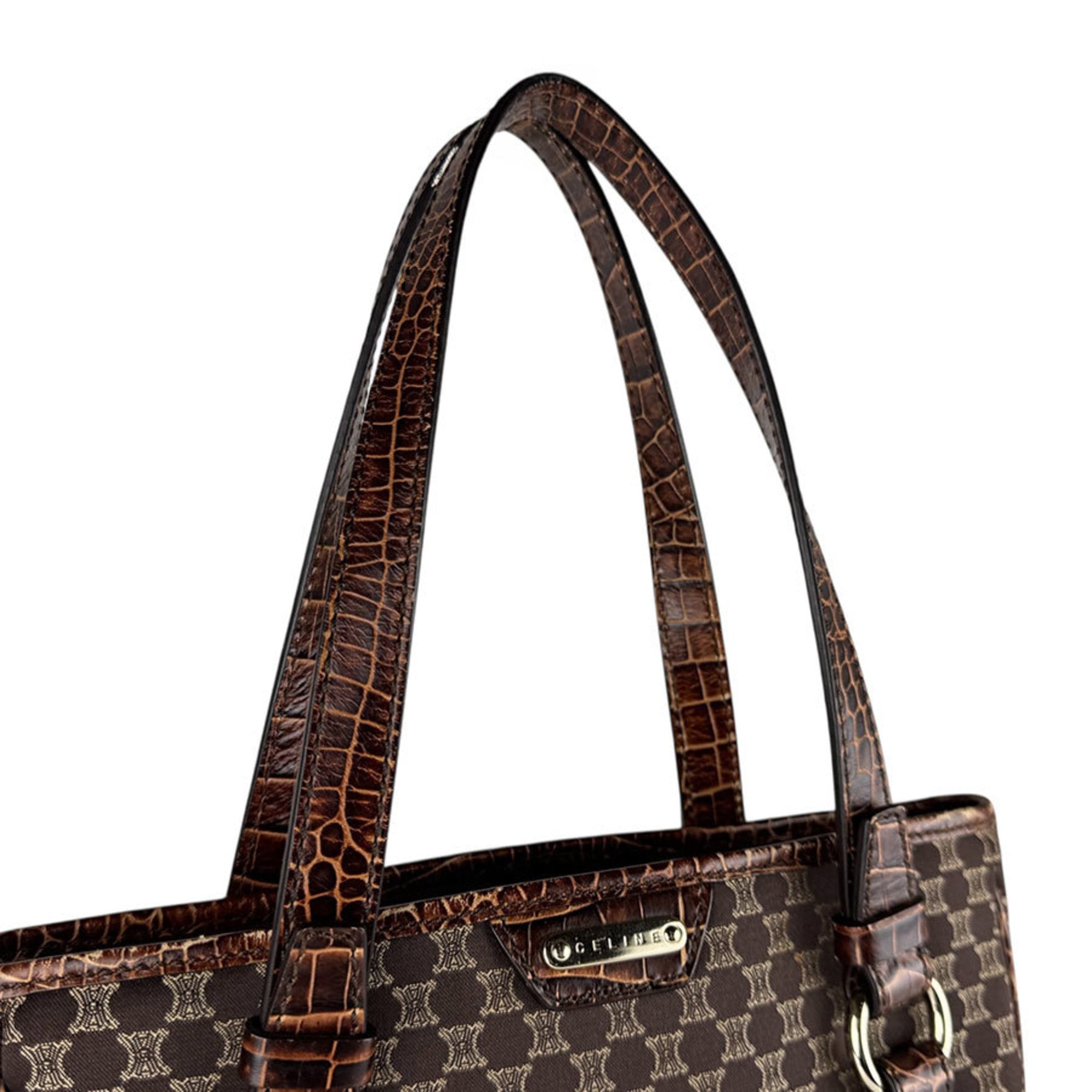 Celine Brown Canvas Leather Handbag (Pre-Owned)