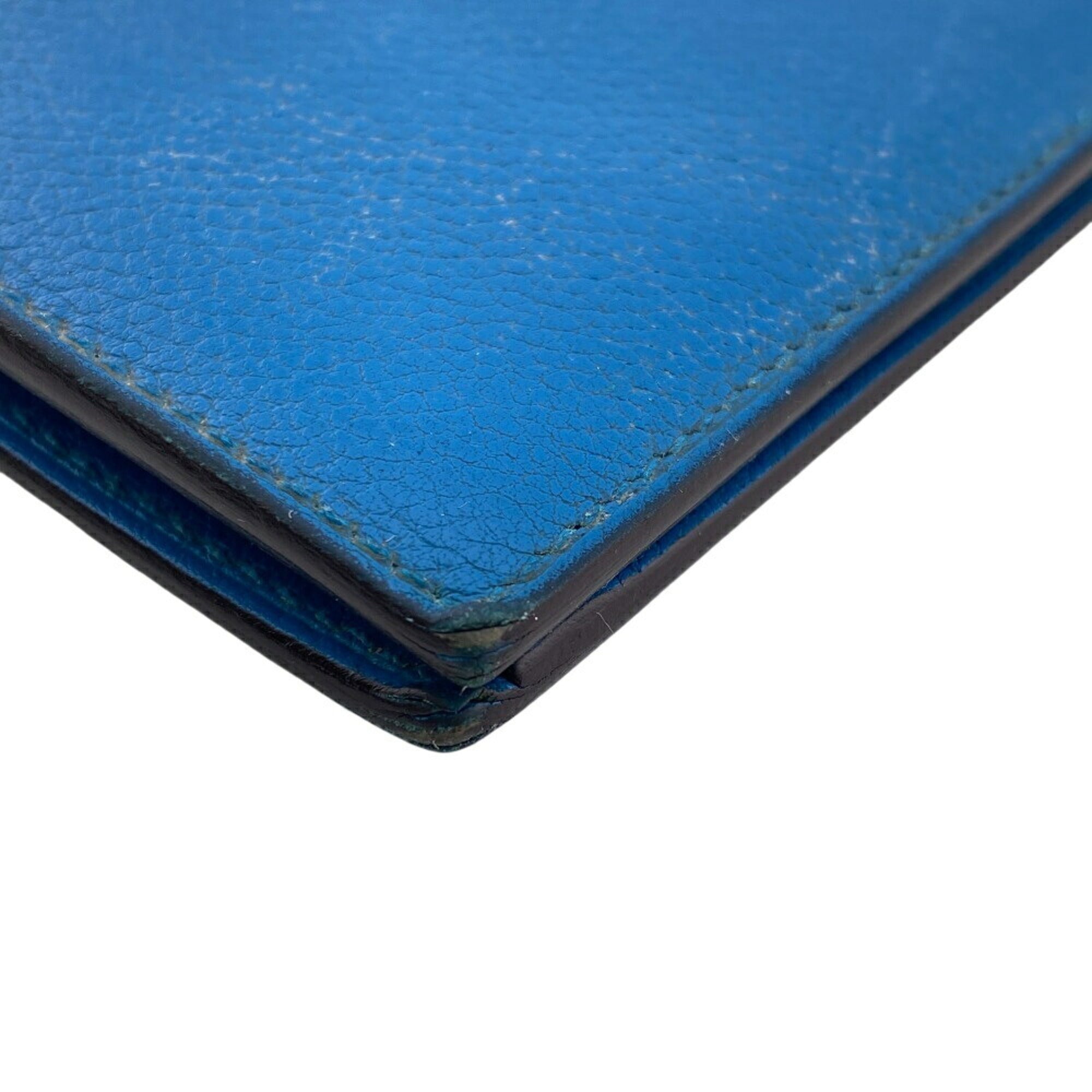 Hermes Blue Leather Long Wallet (Bi-Fold) (Pre-Owned)