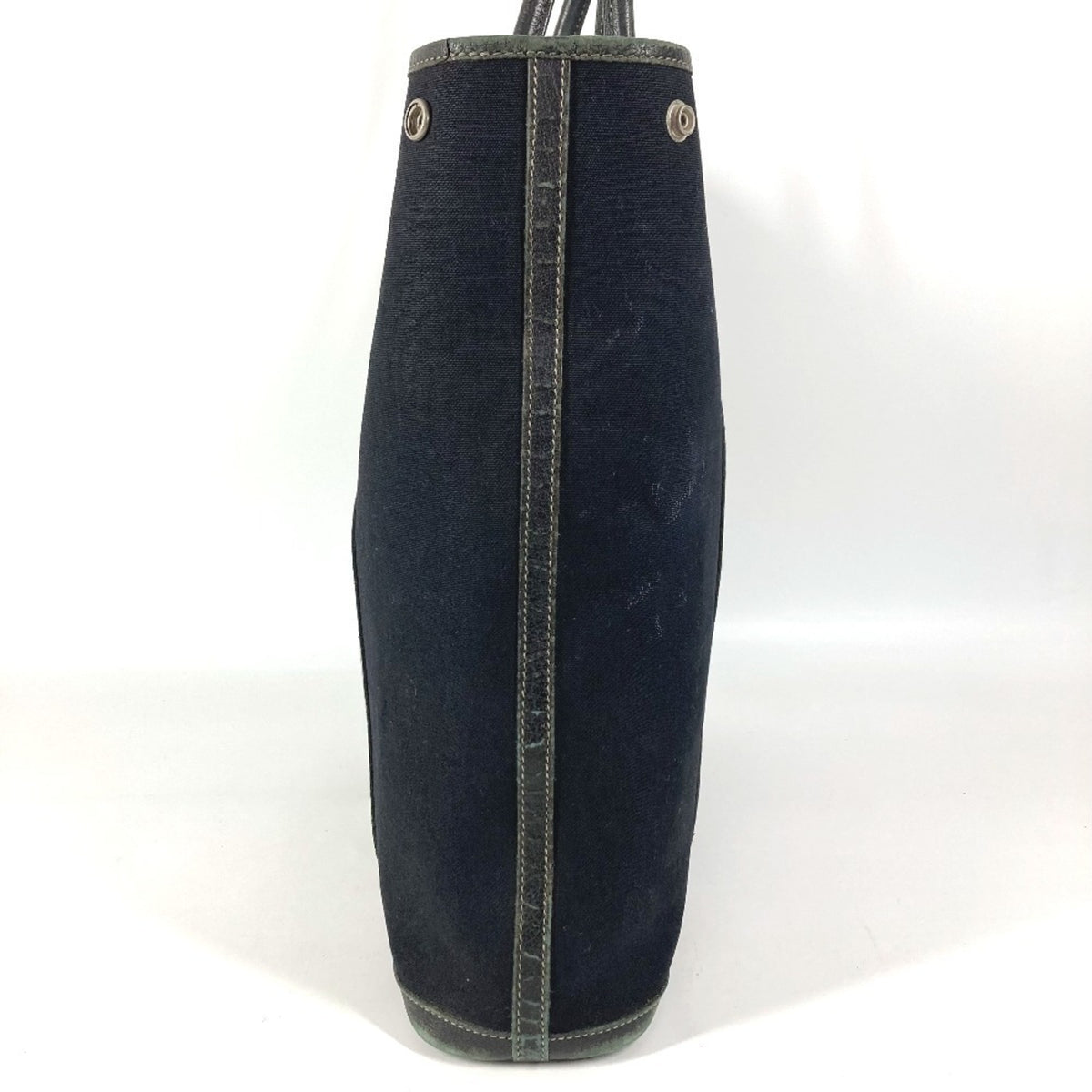 Hermes Black Canvas Leather Shoulder Bag Tote Bag (Pre-Owned)