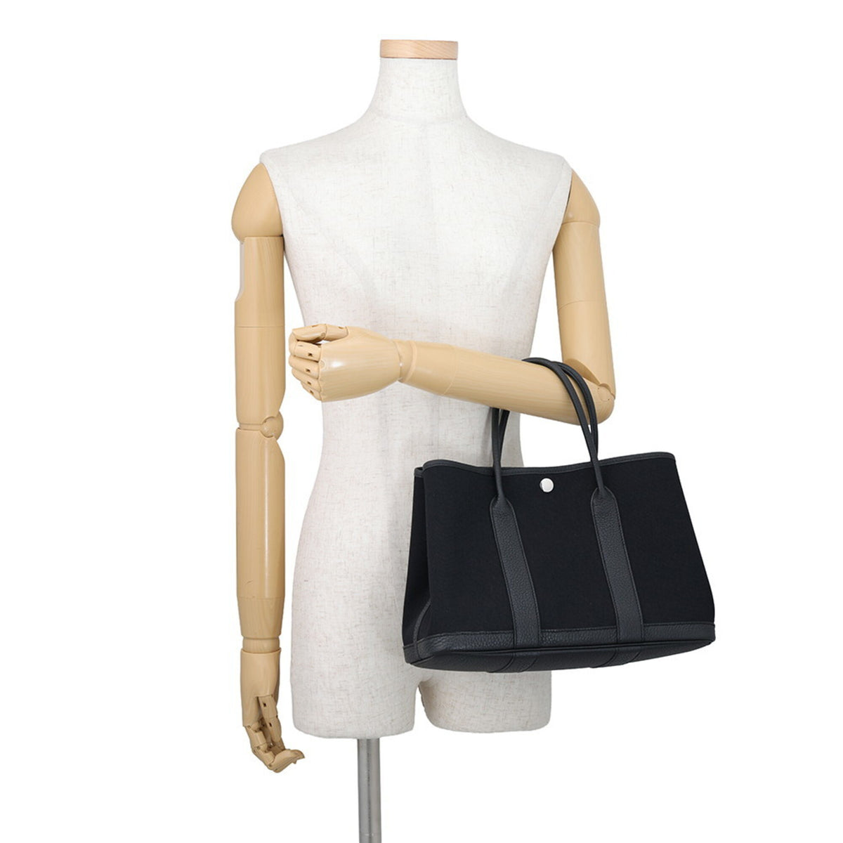 Hermes Garden Black Toile H Negonda Leather Tote Bag (Pre-Owned)