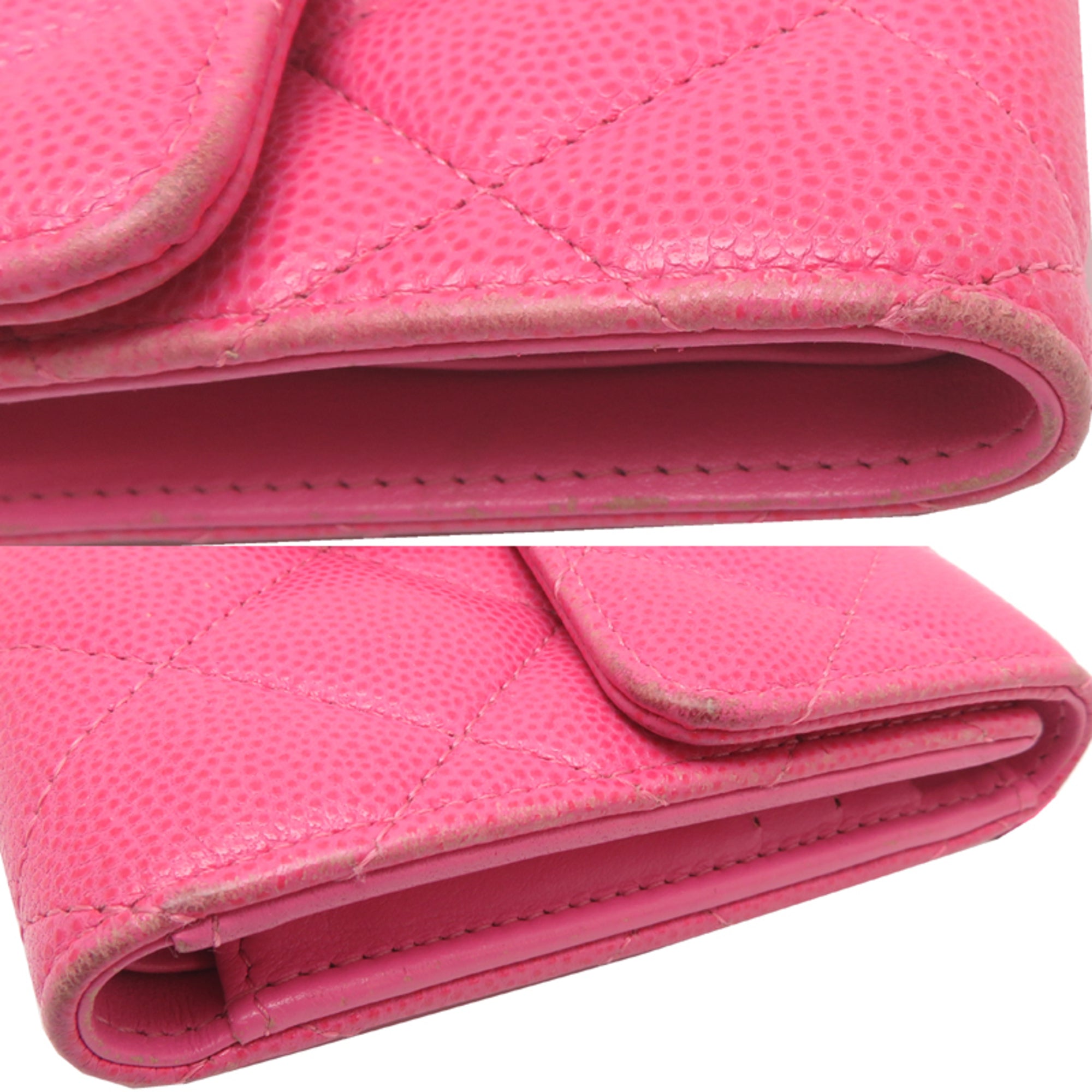Chanel Pink Grained Calfskin Wallet (Tri-Fold) (Pre-Owned)