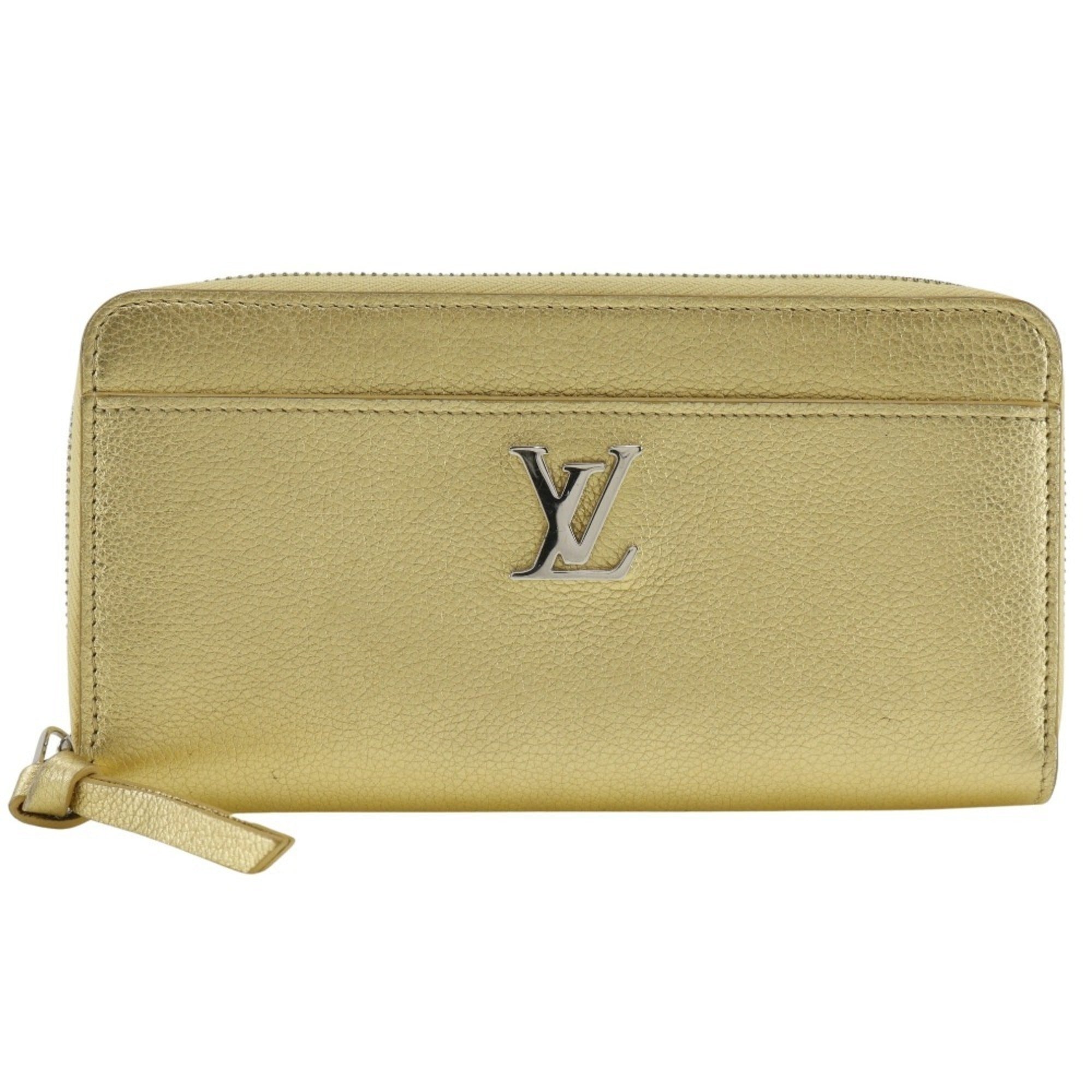Louis Vuitton Gold Leather Long Wallet (Bi-Fold) (Pre-Owned)