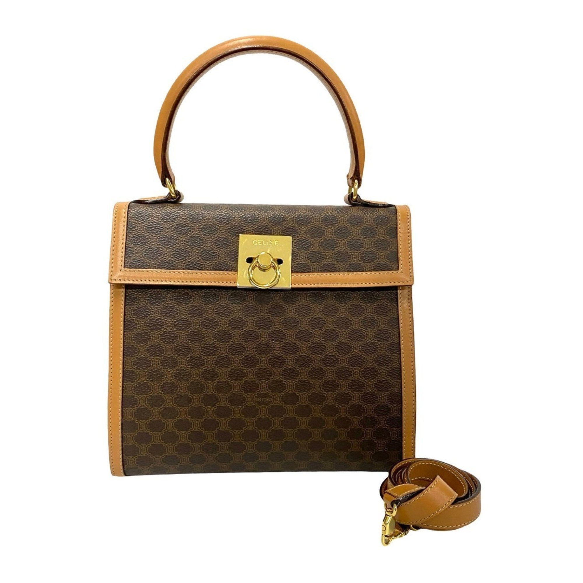 Celine Beige Brown Leather Pvc Handbag Shoulder Bag (Pre-Owned)