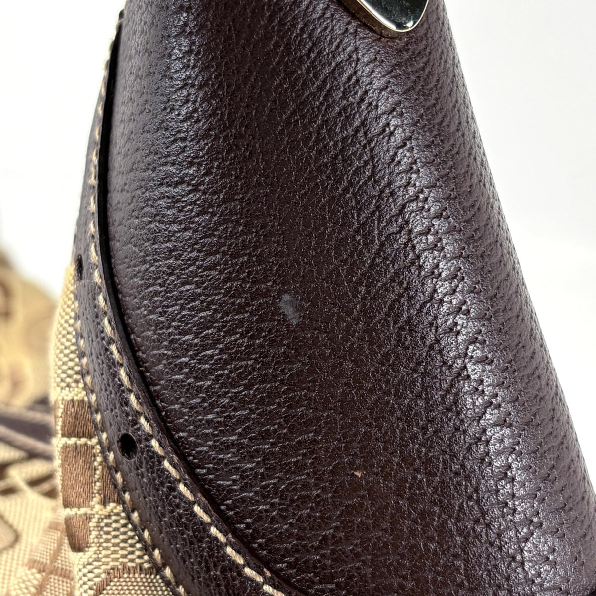 Gucci Horsebit Brown Canvas Leather Handbag (Pre-Owned)