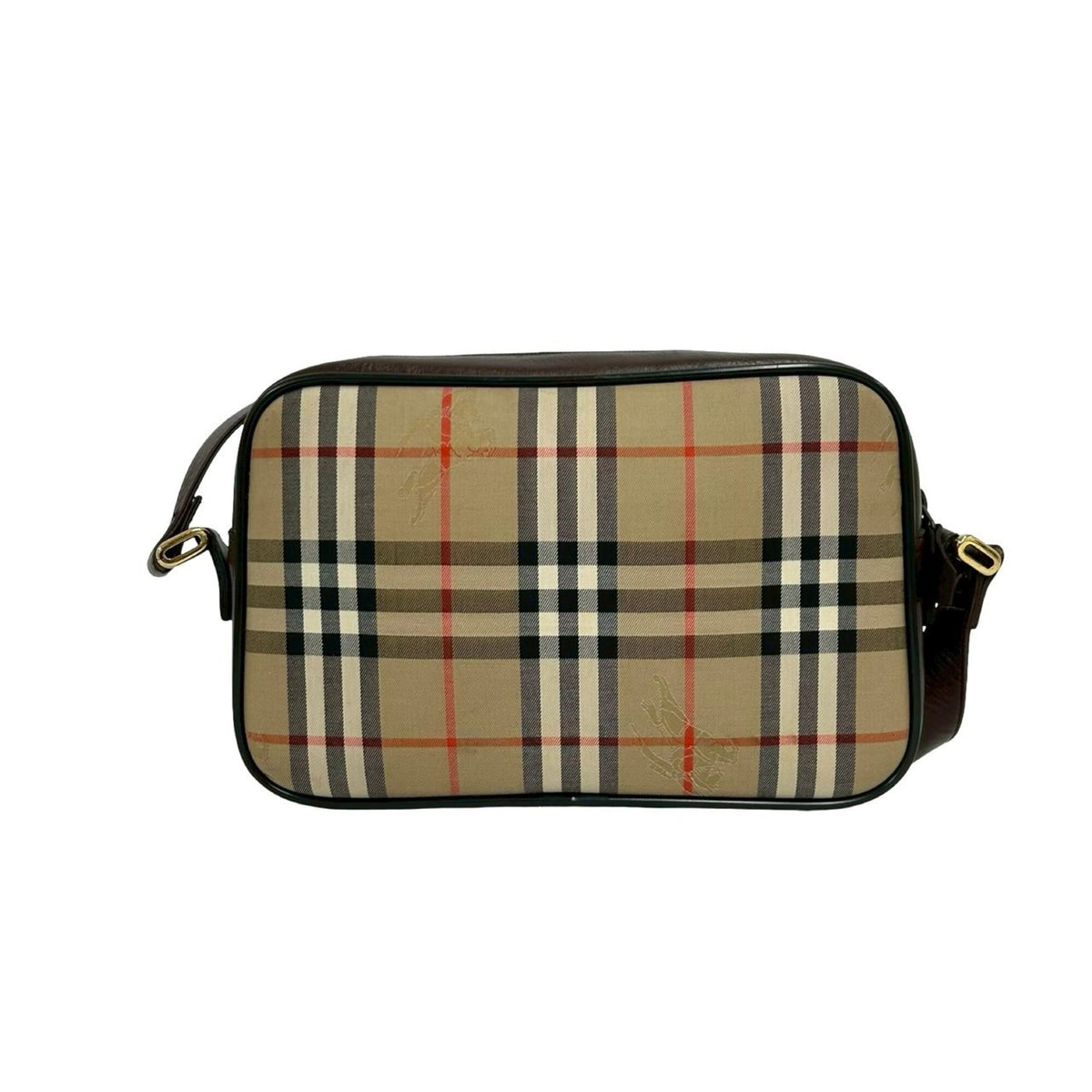 Burberry Beige Brown Canvas Leather Pochette Shoulder Bag (Pre-Owned)