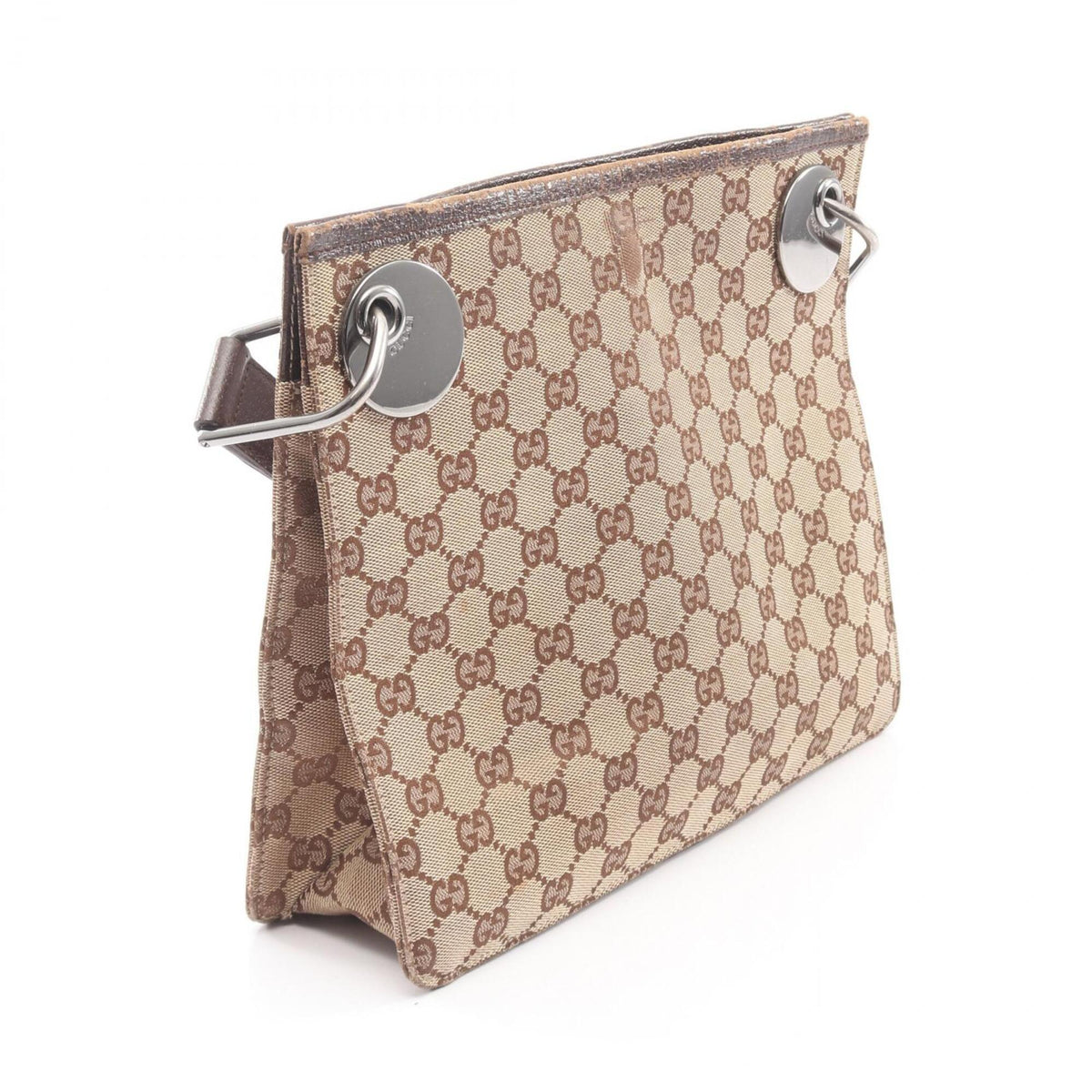 Gucci Beige Brown Canvas Leather Handbag Shoulder Bag (Pre-Owned)
