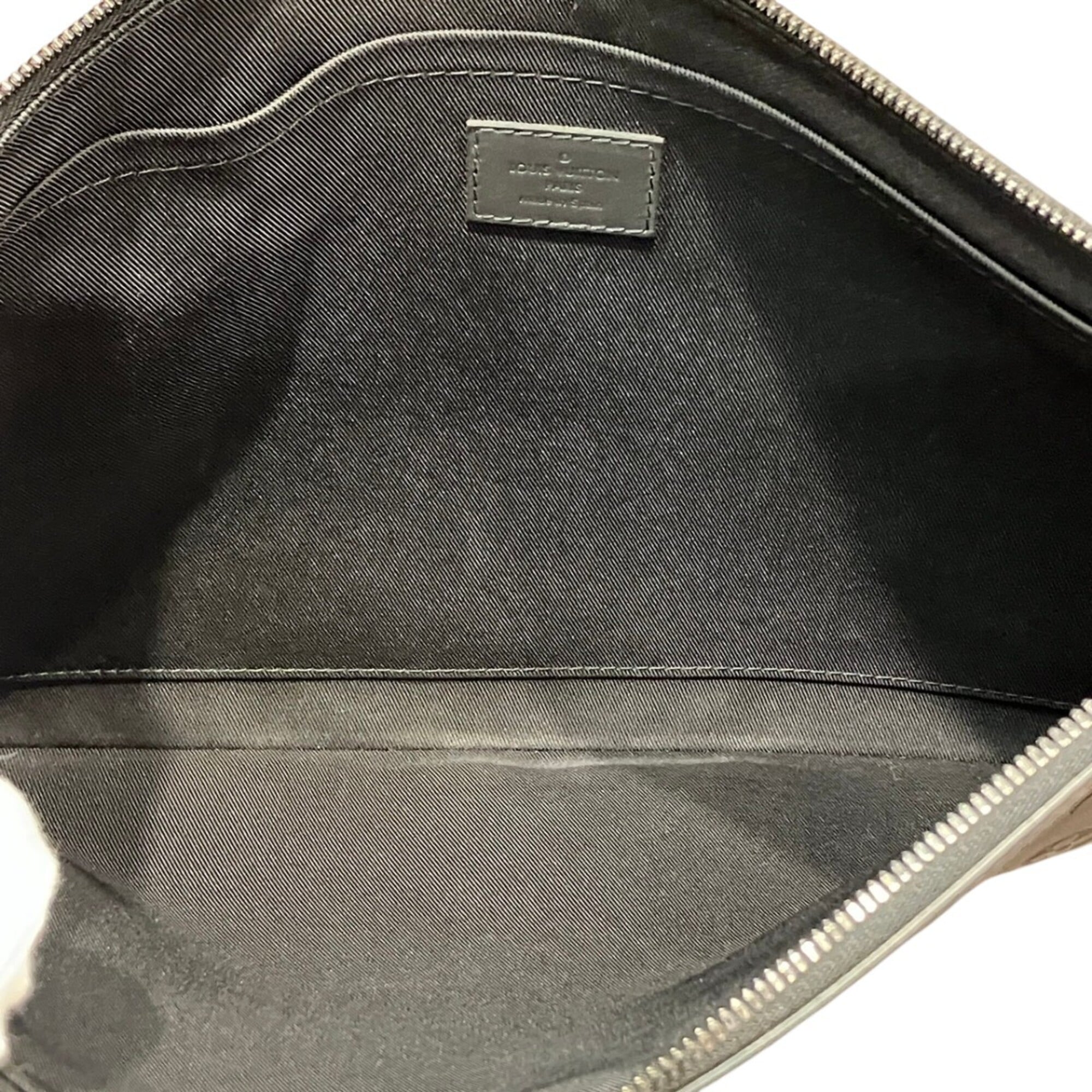 Louis Vuitton Monogram Shadow Black Leather Clutch Bag Pochette (Pre-Owned)