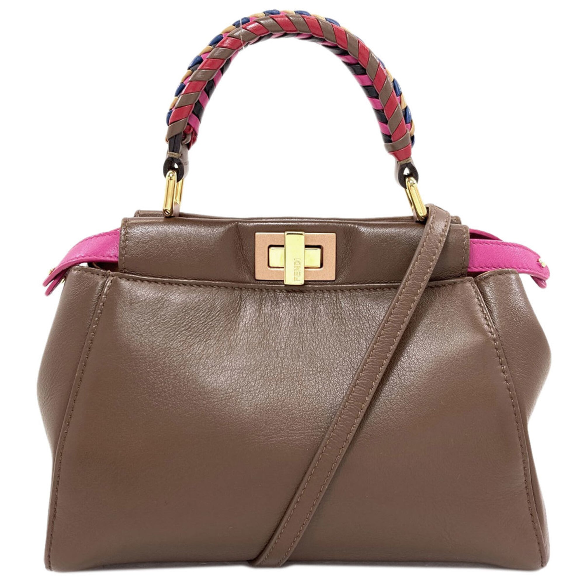 Fendi Brown Pink Leather Handbag (Pre-Owned)