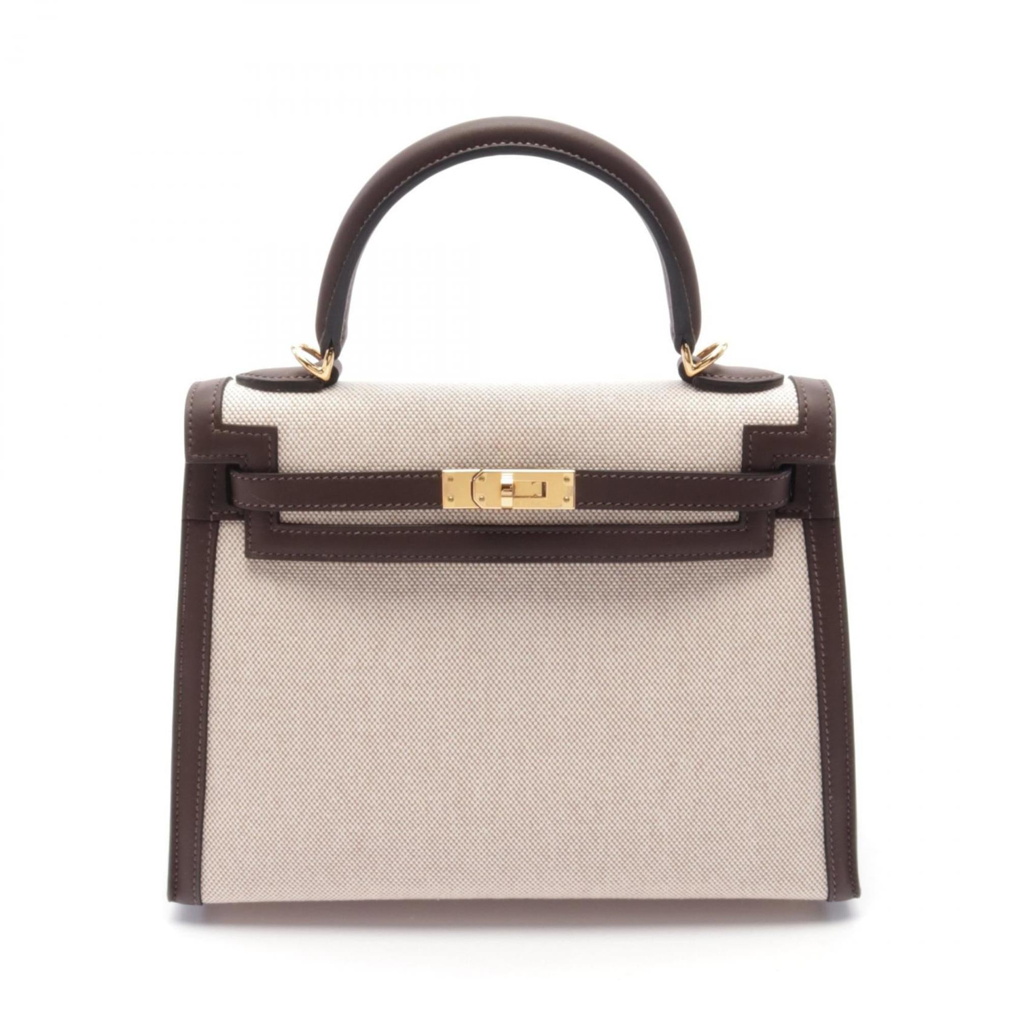 Hermes Beige Brown Toile H Handbag (Pre-Owned)