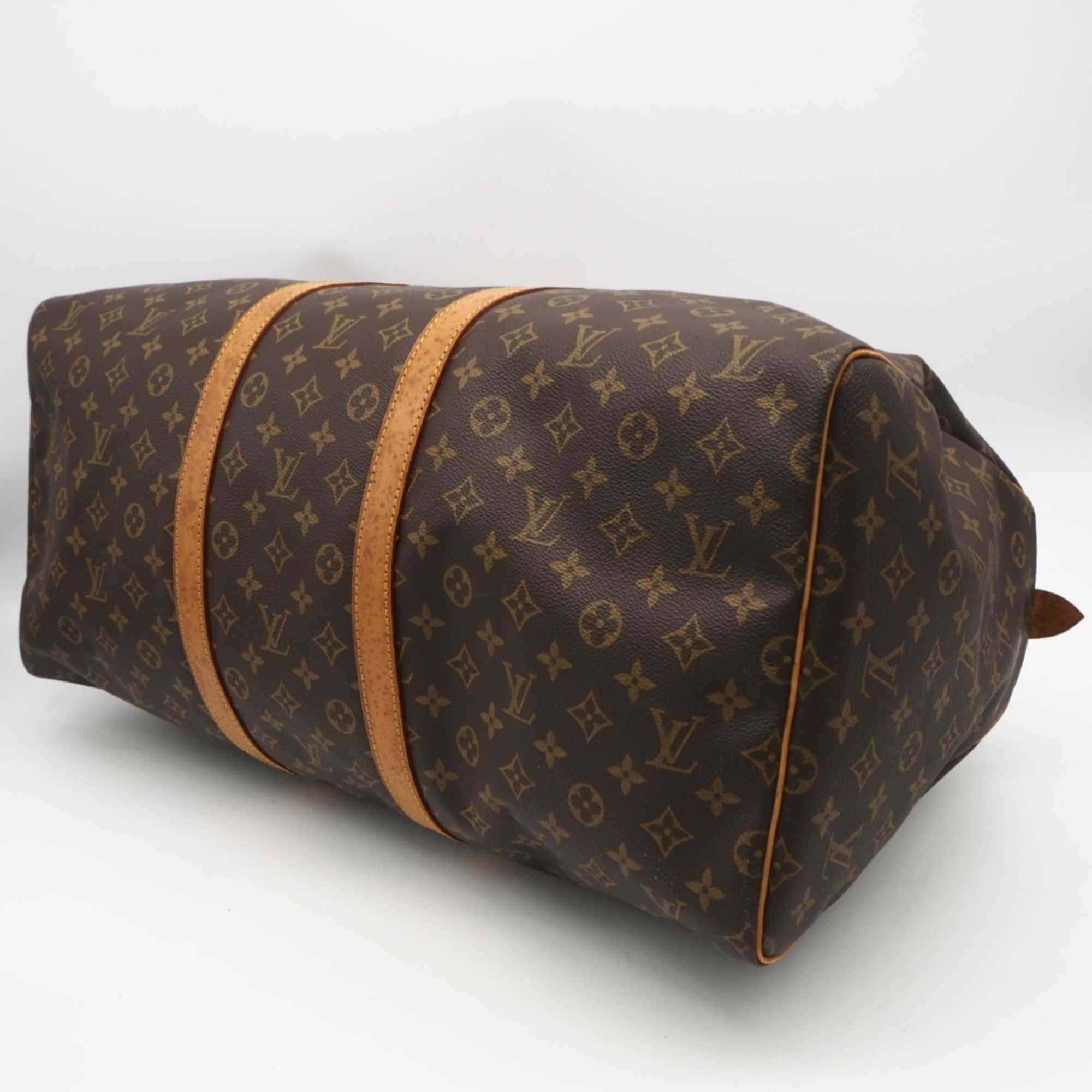 Louis Vuitton Monogram Beige Brown Coated Canvas Leather Boston Bag (Pre-Owned)