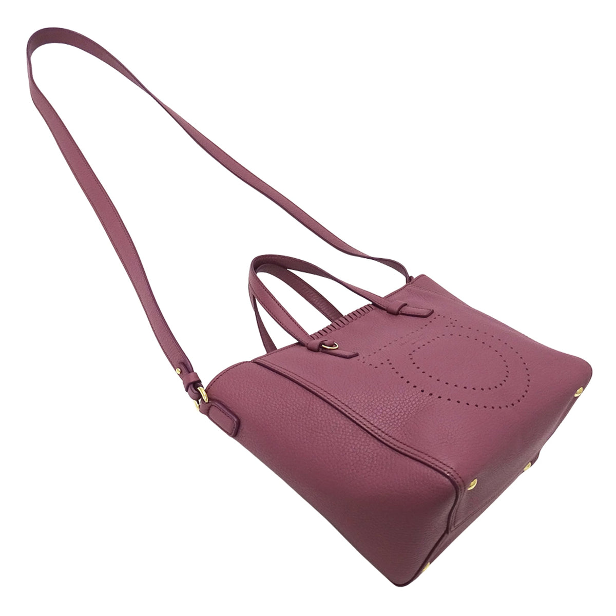 Salvatore Ferragamo Gancini Pink Purple Leather Handbag Shoulder Bag (Pre-Owned)