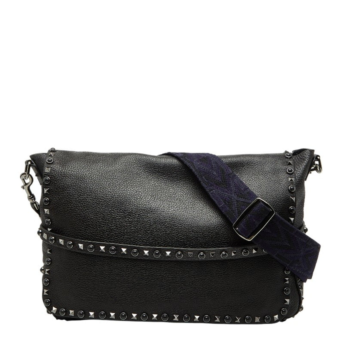 Valentino Black Purple Leather Shoulder Bag (Pre-Owned)