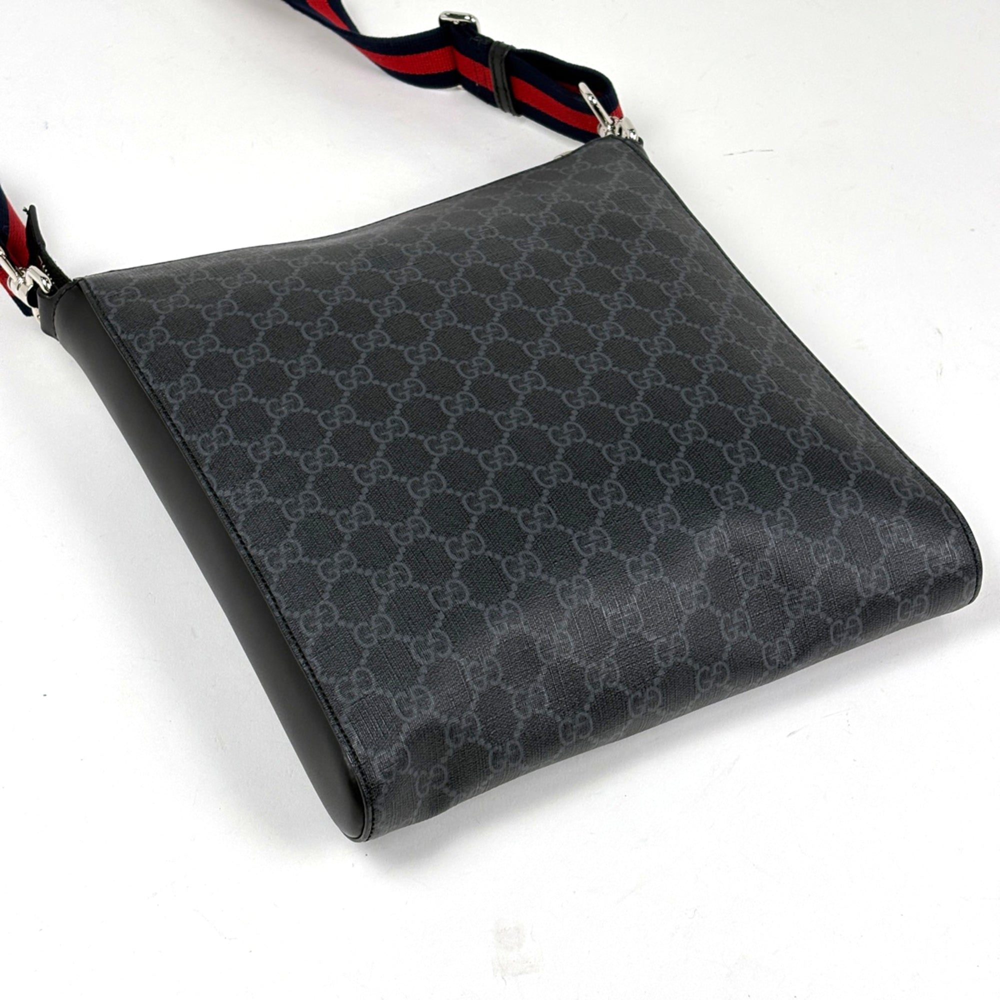 Gucci Sherry Line Black Coated Canvas Leather Shoulder Bag (Pre-Owned)