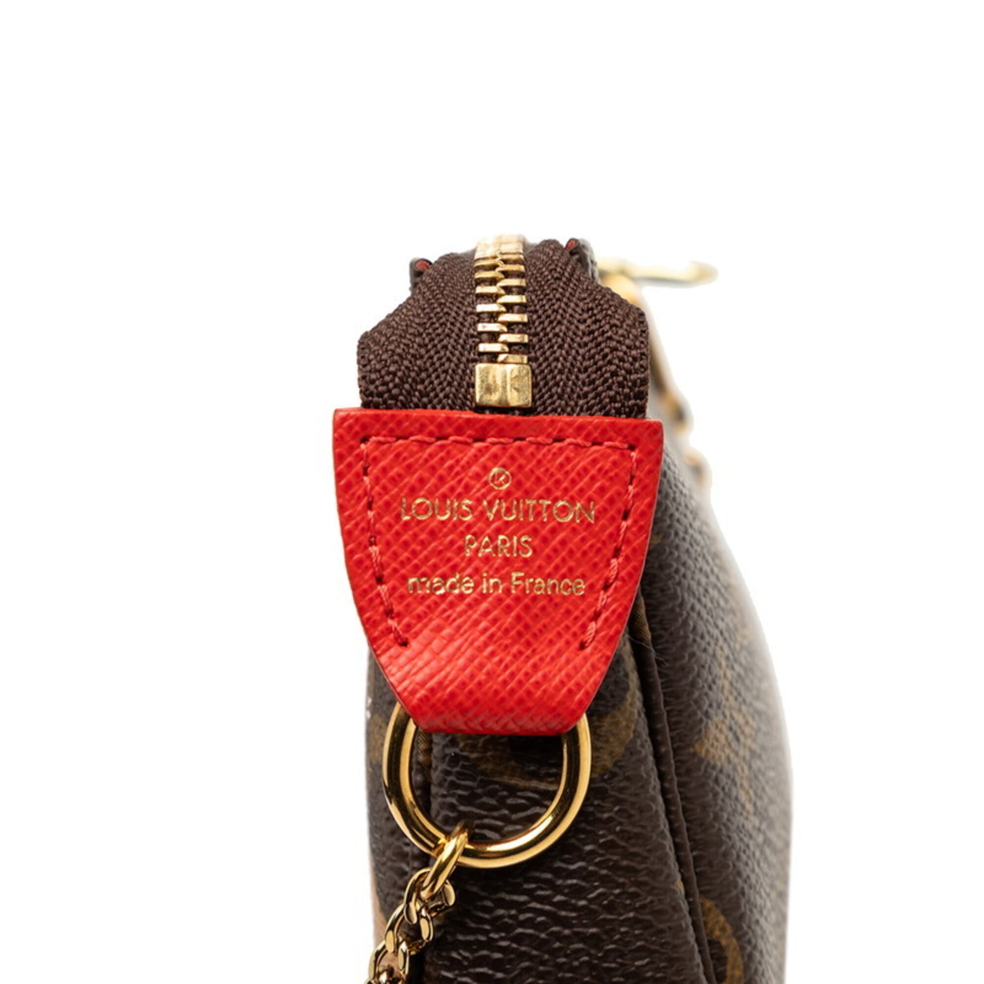 Louis Vuitton Monogram Brown Red Color Pvc Handbag Pouch (Pre-Owned)