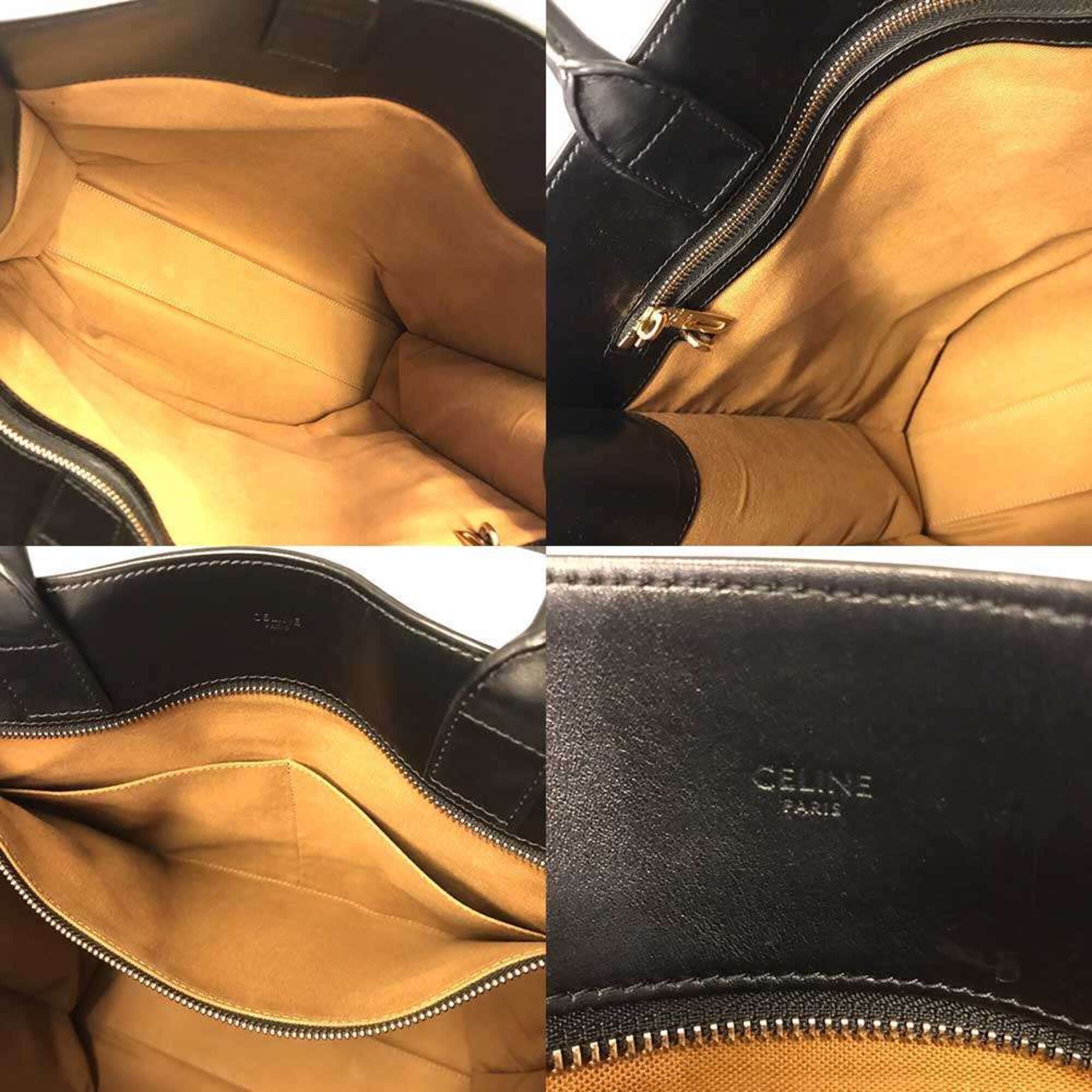Celine Black Brown Coated Canvas Leather Tote Bag (Pre-Owned)