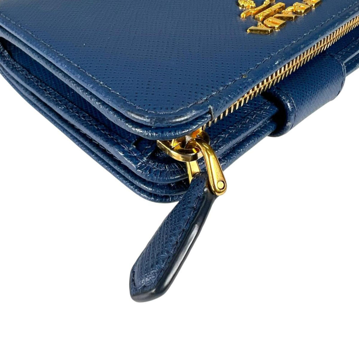 Prada Saffiano Blue Leather Wallet (Bi-Fold) (Pre-Owned)
