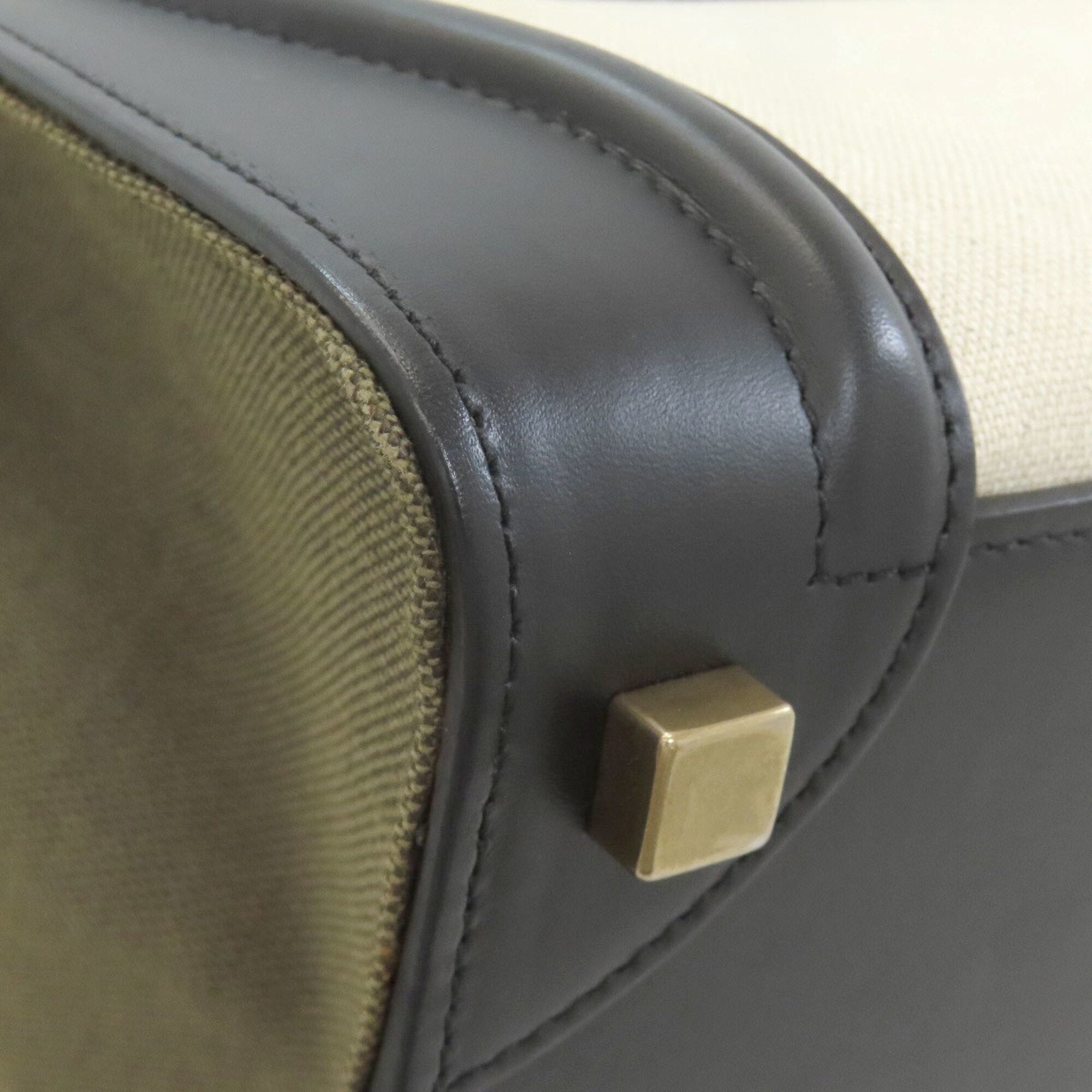 Celine Black Green White Leather Canvas Handbag (Pre-Owned)