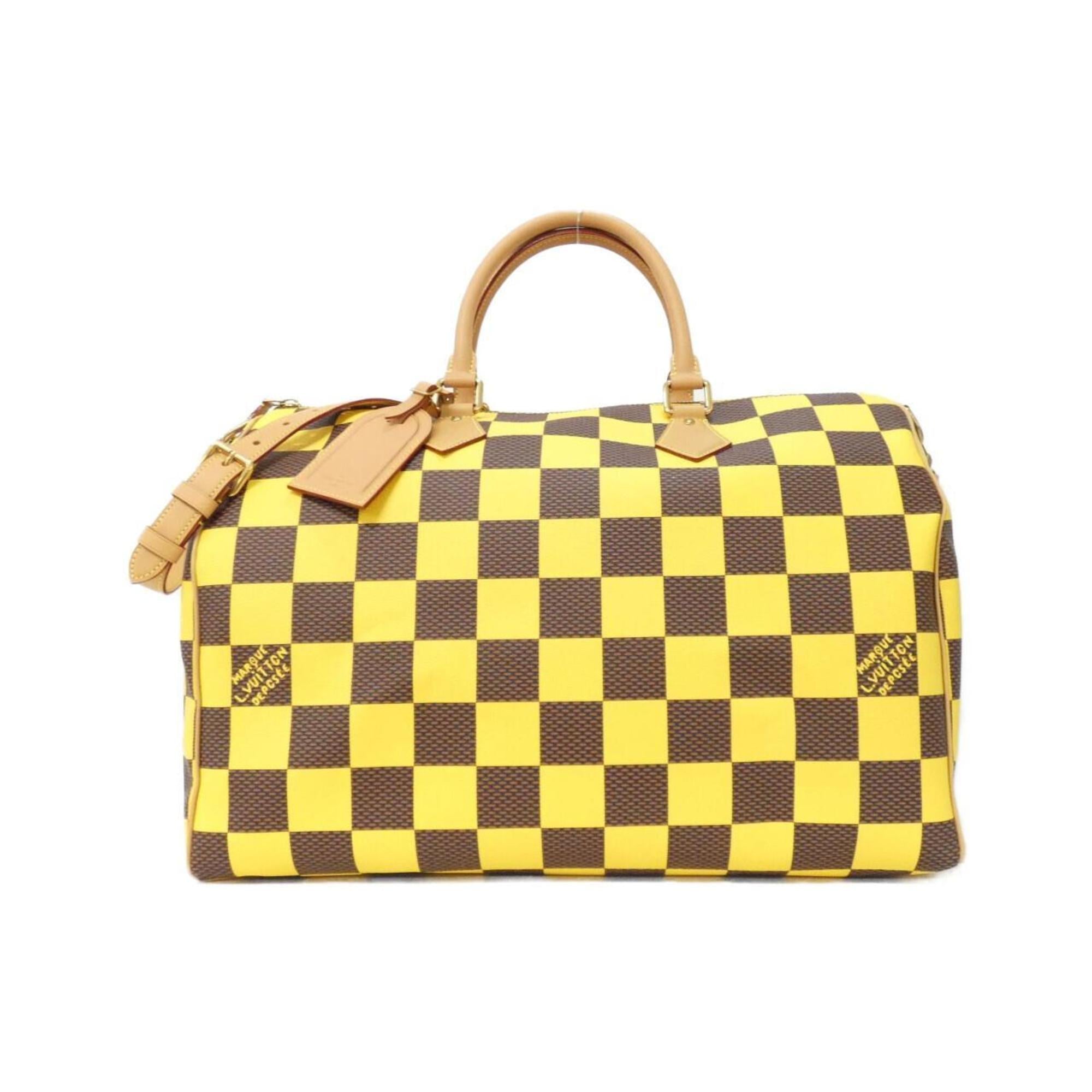 Louis Vuitton Ebene Yellow Coated Canvas Boston Bag (Pre-Owned)
