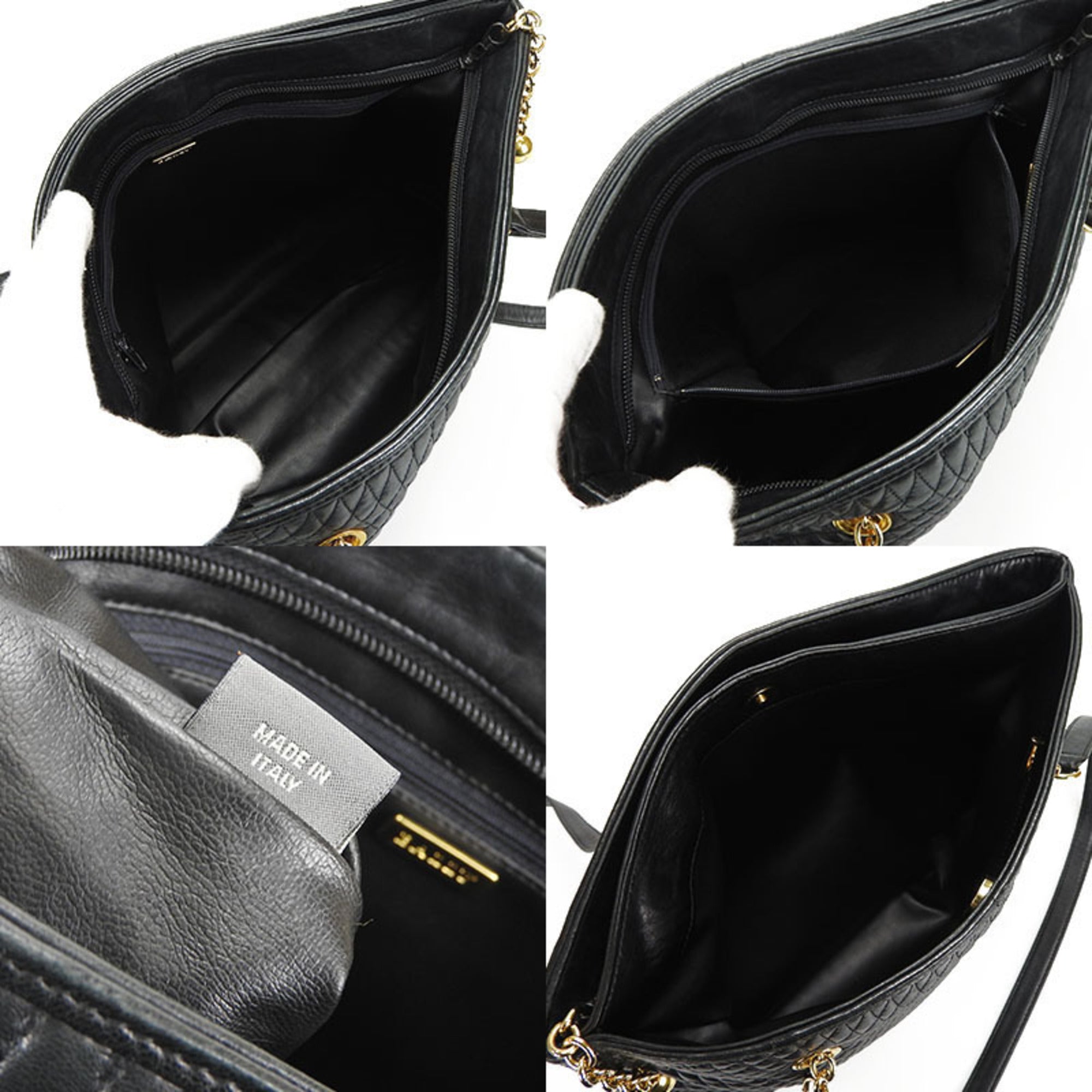 Bally Black Leather Shoulder Bag Tote Bag (Pre-Owned)