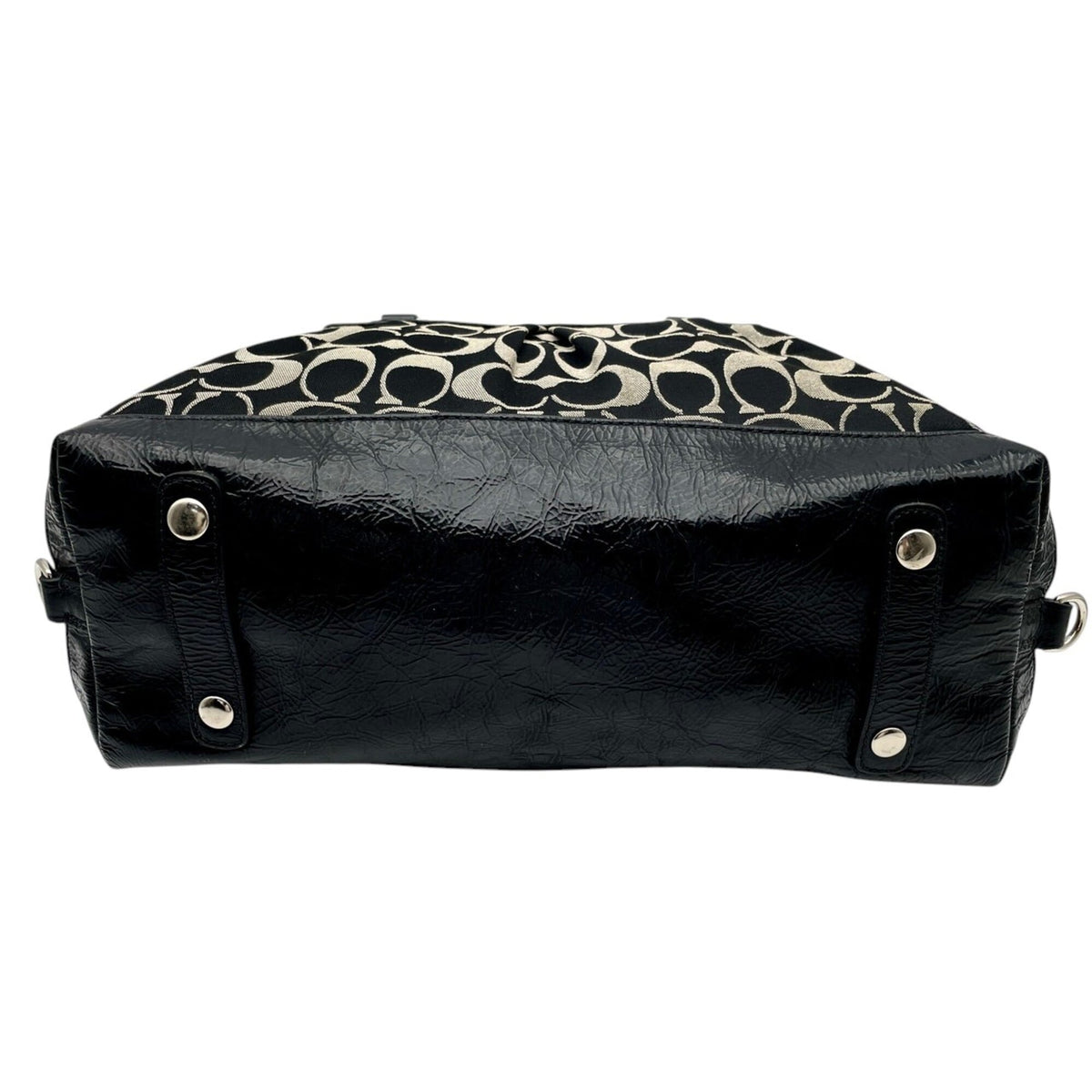 Coach Black Canvas Patent Leather Handbag Shoulder Bag (Pre-Owned)
