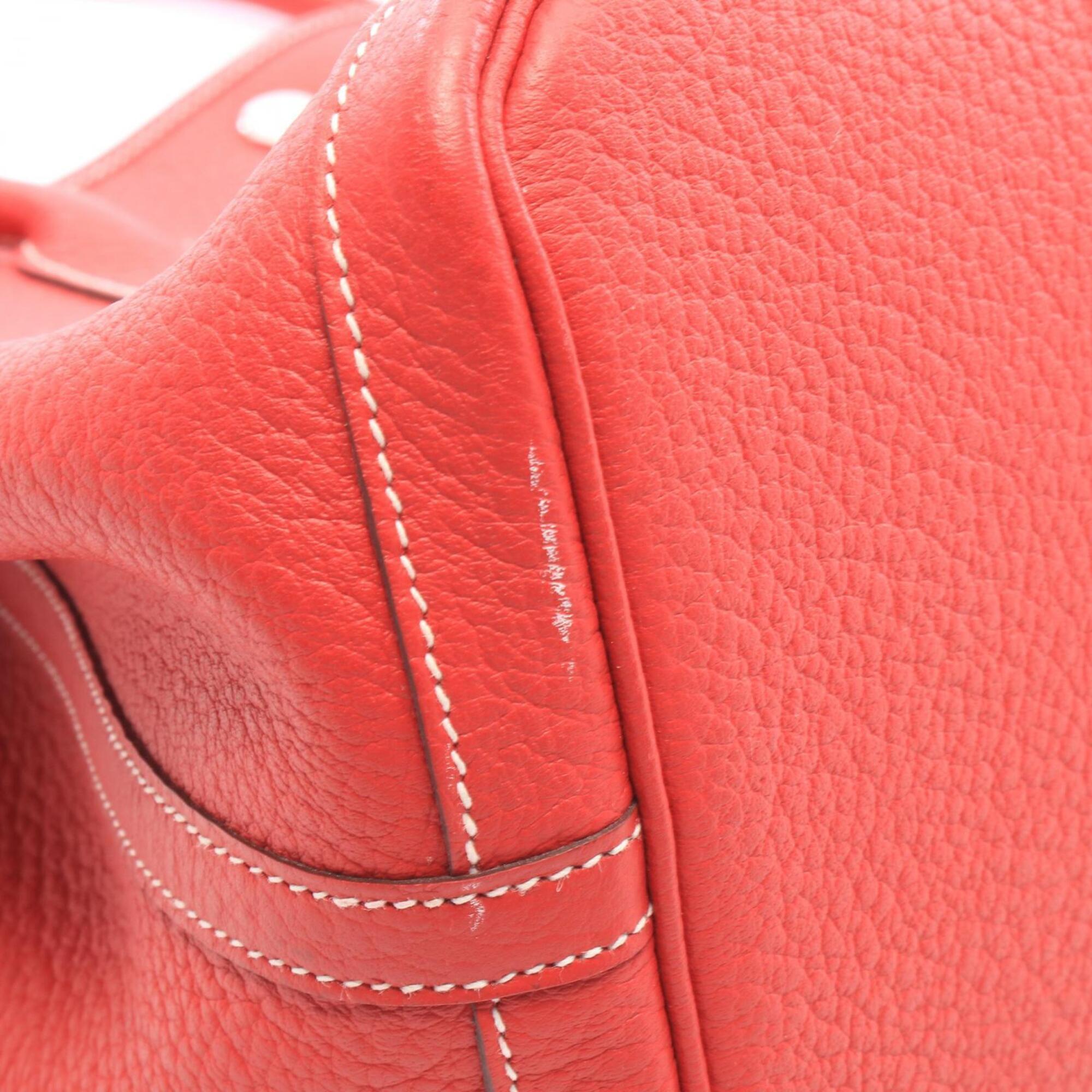 Hermes Red Color Rouge Casaque Country Leather Handbag Tote Bag (Pre-Owned)