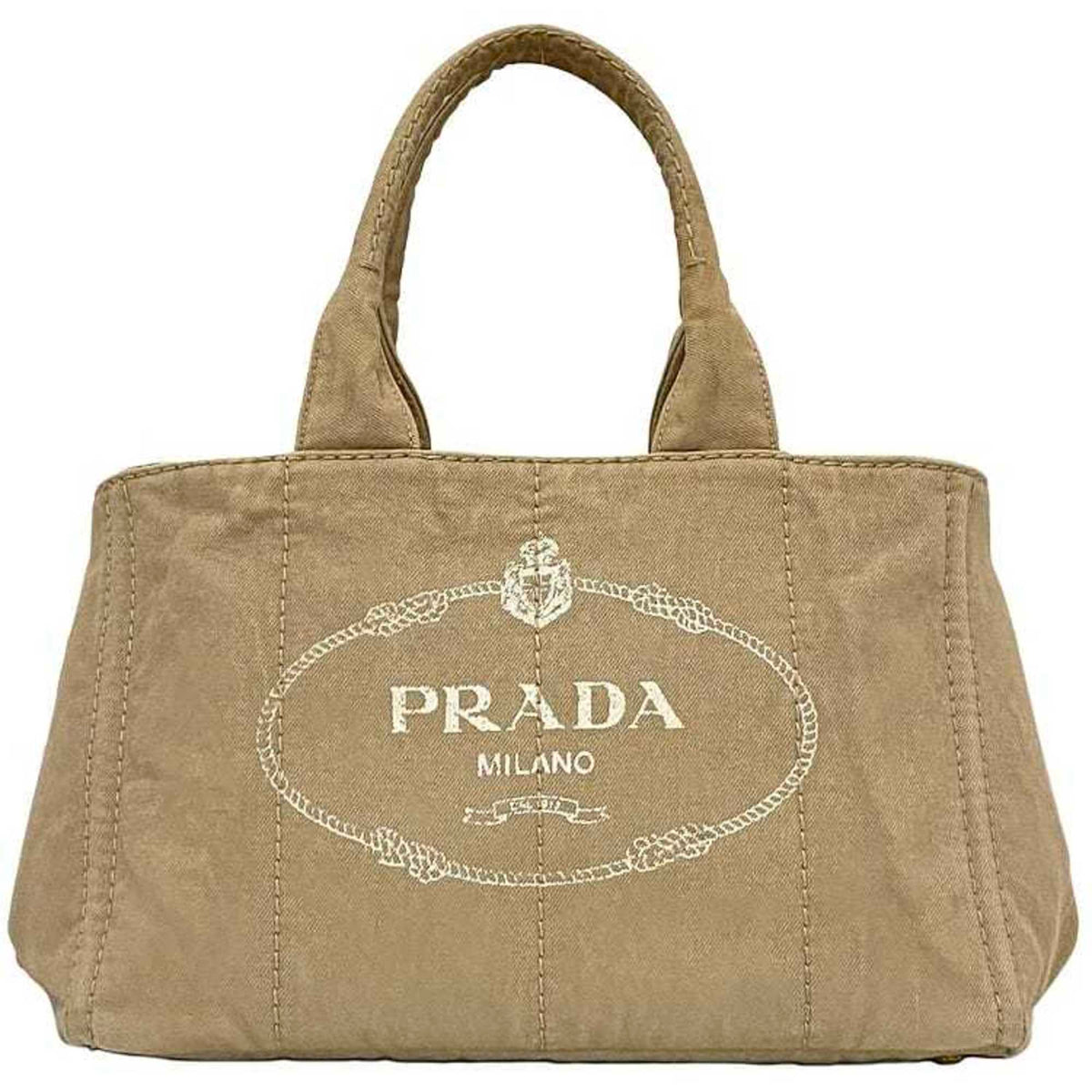 Prada Beige Canapa Handbag Tote Bag (Pre-Owned)