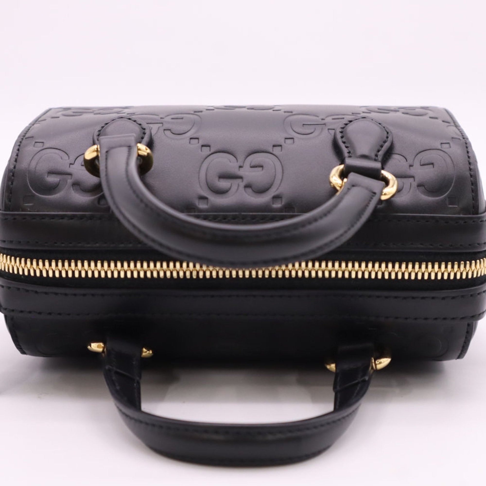 Gucci Black Leather Boston Bag (Pre-Owned)