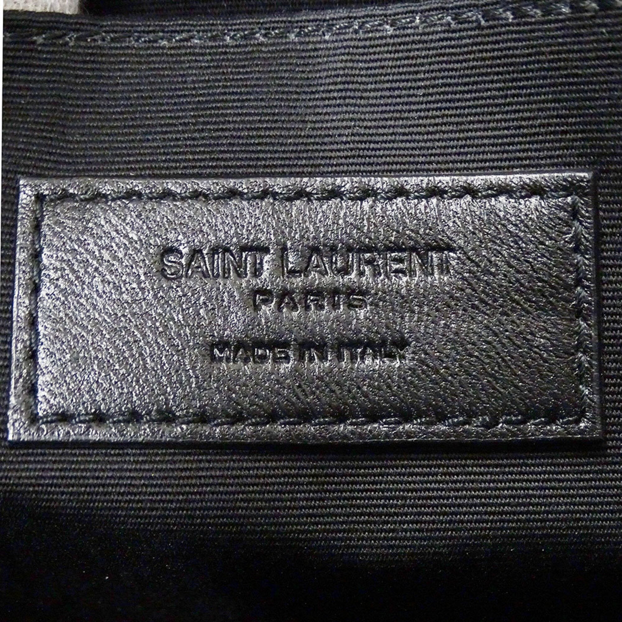 Saint Laurent Black Leather Clutch Bag Handbag (Pre-Owned)