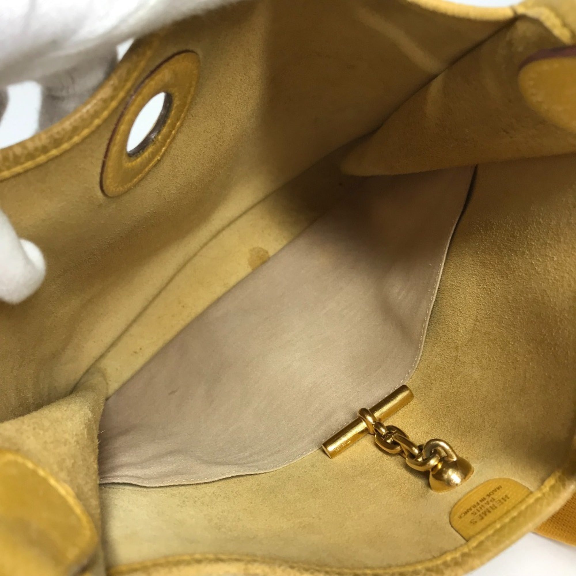 Hermes Yellow Leather Pochette Shoulder Bag (Pre-Owned)