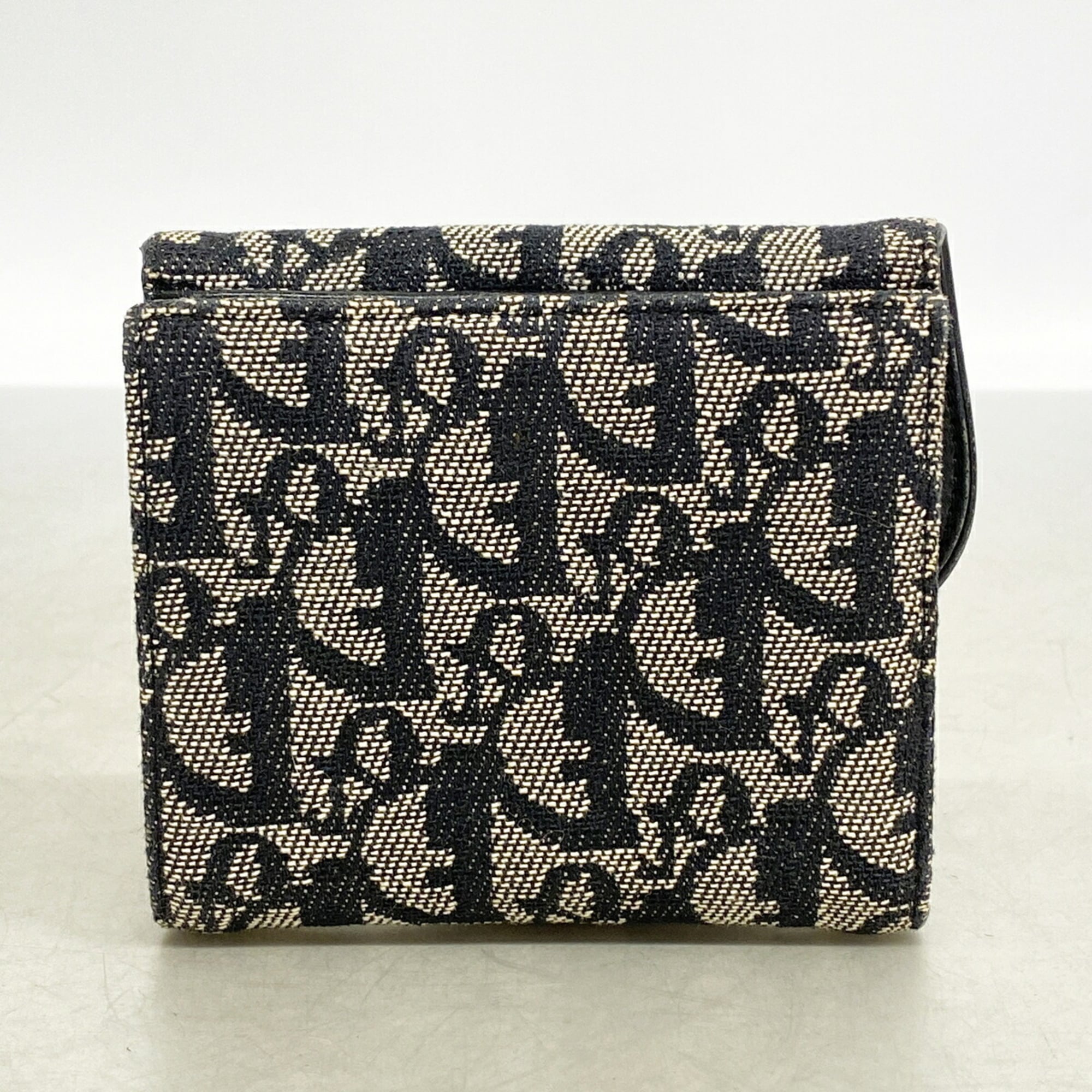 Christian Dior Beige Black Canvas Wallet (Tri-Fold) (Pre-Owned)