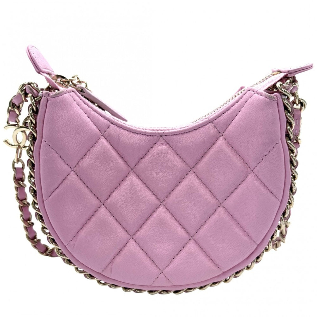 Chanel Pink Leather Pochette Shoulder Bag (Pre-Owned)