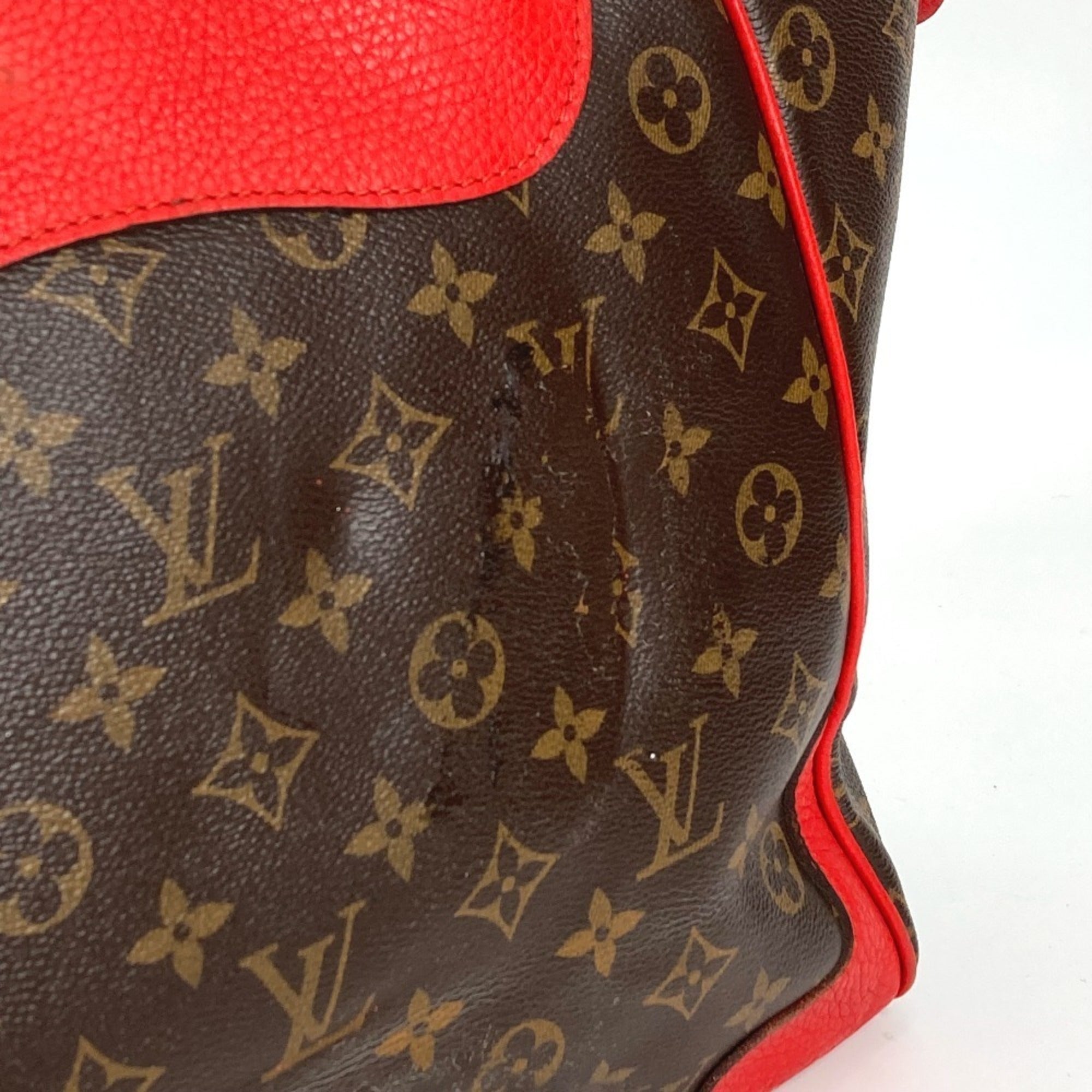 Louis Vuitton Brown Red Color Monogram Shoulder Bag (Pre-Owned)