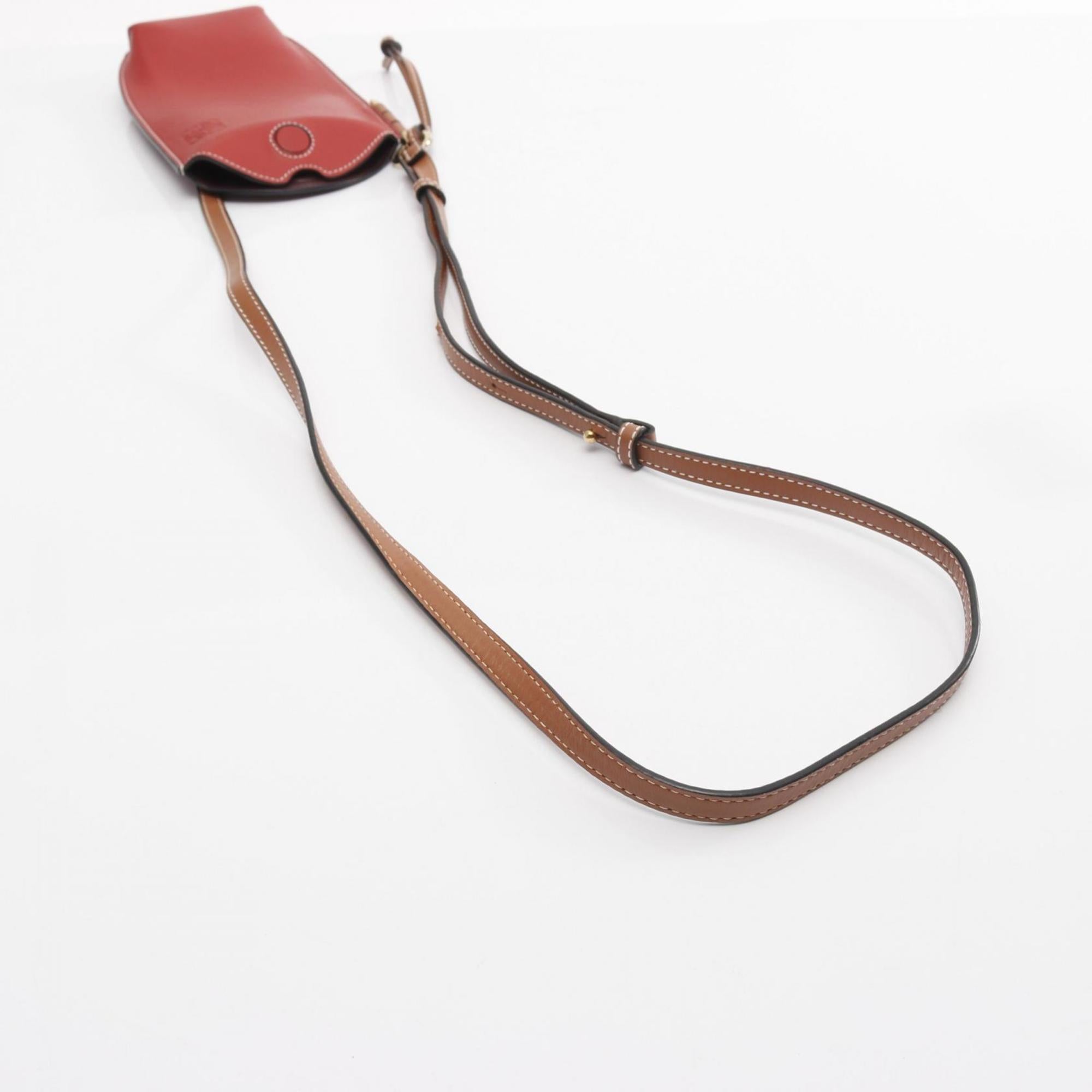 Loewe Brown Red Color Leather Shoulder Bag (Pre-Owned)