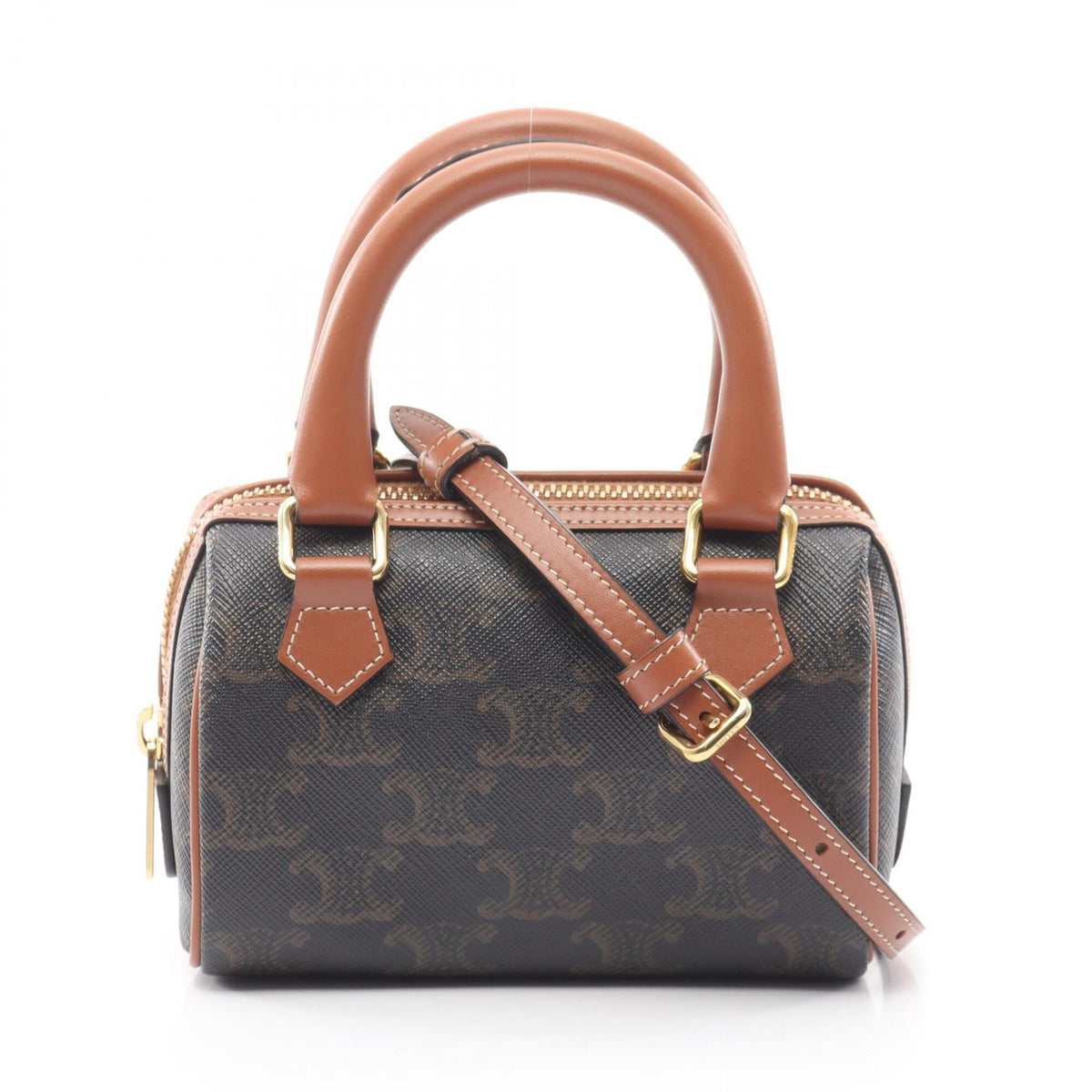 Celine Black Brown Coated Canvas Leather Handbag (Pre-Owned)