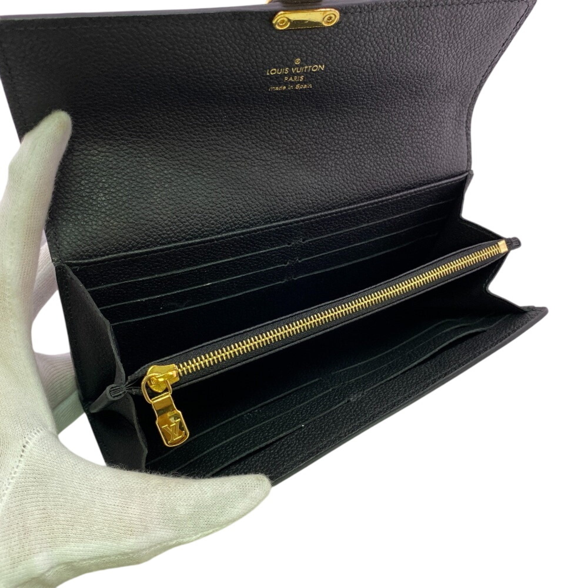 Louis Vuitton Noir Leather Long Wallet (Bi-Fold) (Pre-Owned)