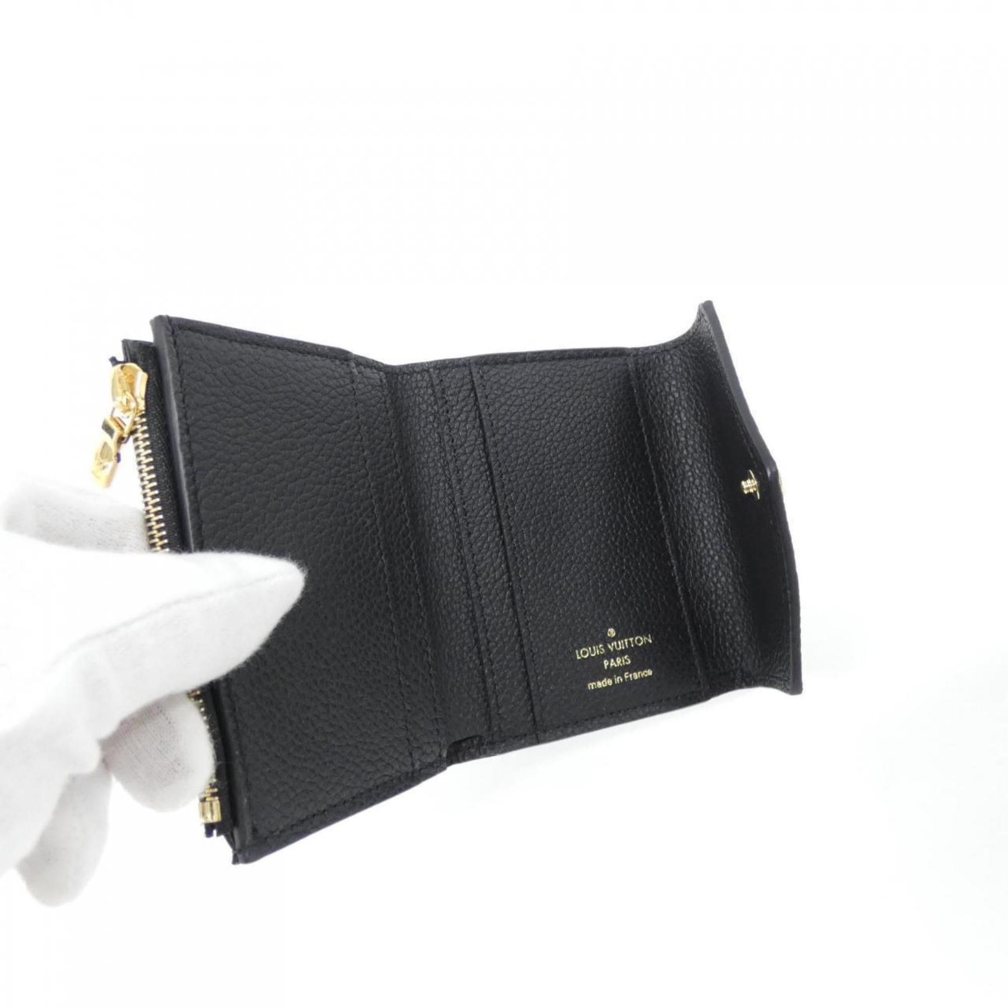 Louis Vuitton Black Leather Wallet (Tri-Fold) (Pre-Owned)